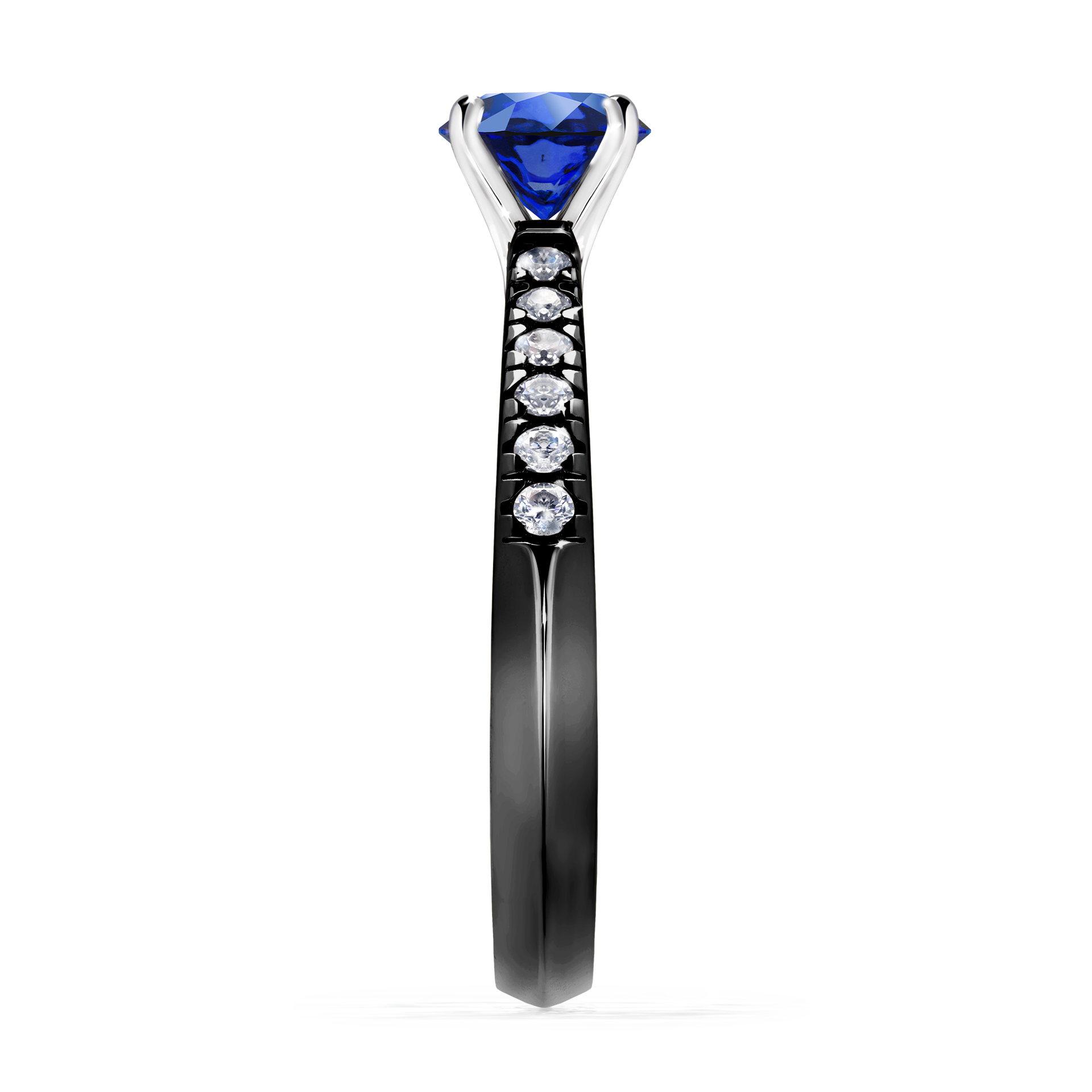 Pierścionek zaręczynowy My Sunshine z czarnego złota z szafirem niebieskim 0,64CT