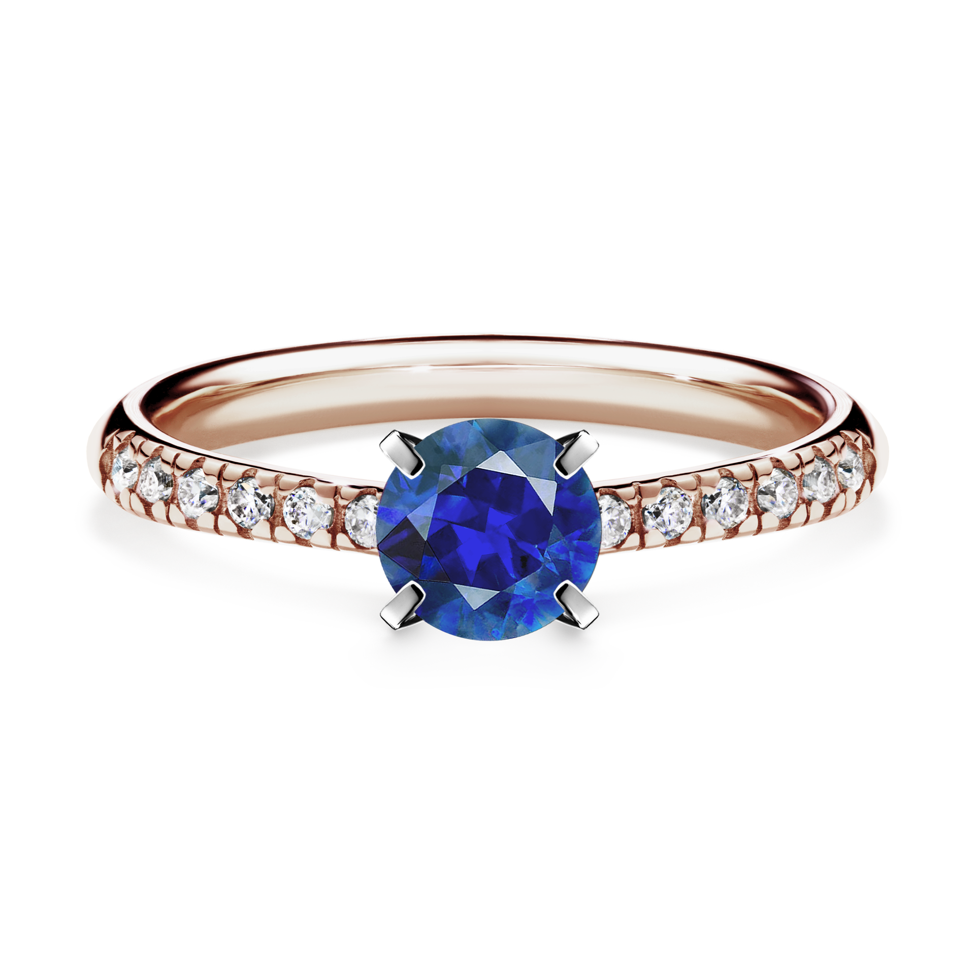 Pierścionek zaręczynowy My Sunshine z różowego złota z szafirem niebieskim 0,64CT