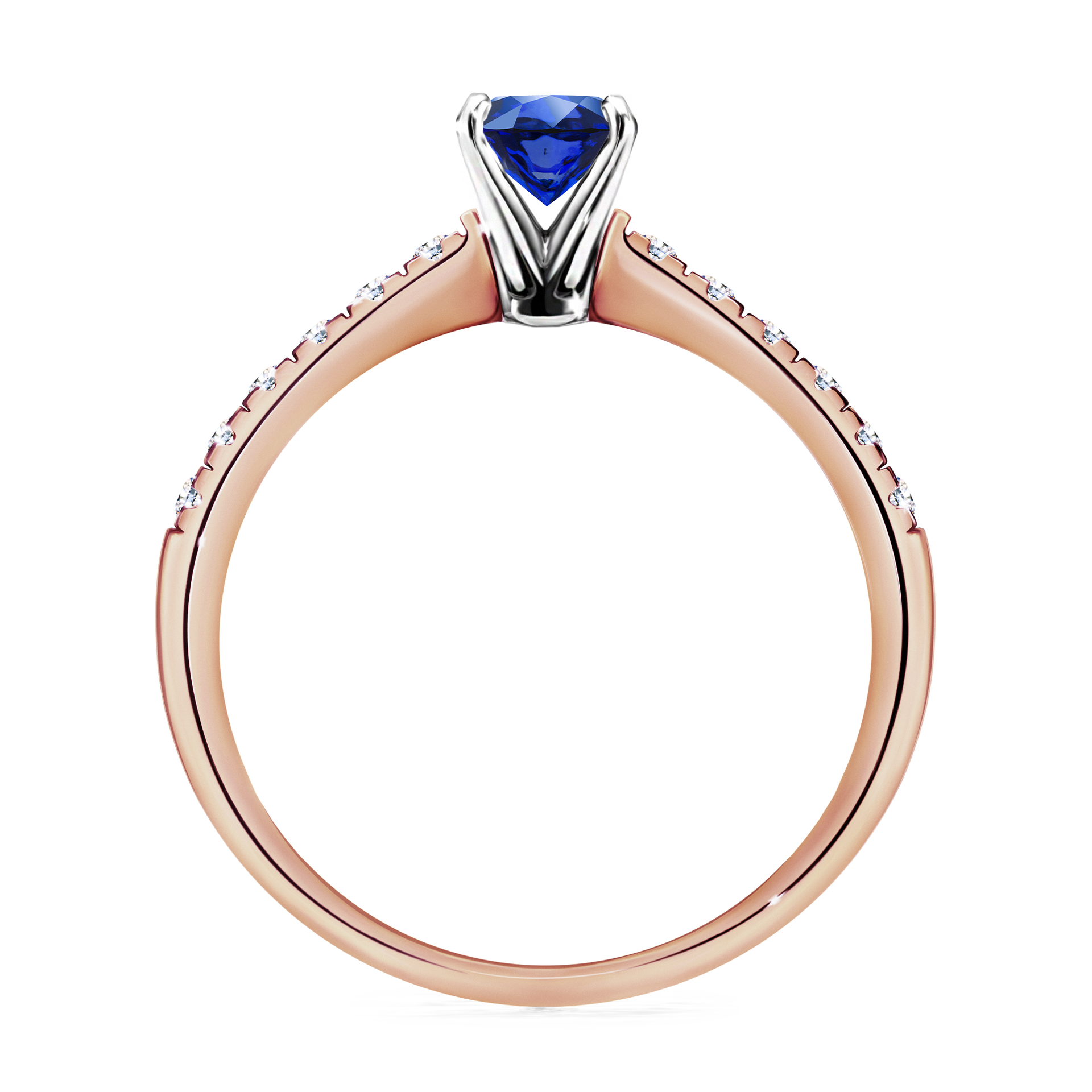 Pierścionek zaręczynowy My Sunshine z różowego złota z szafirem niebieskim 0,64CT