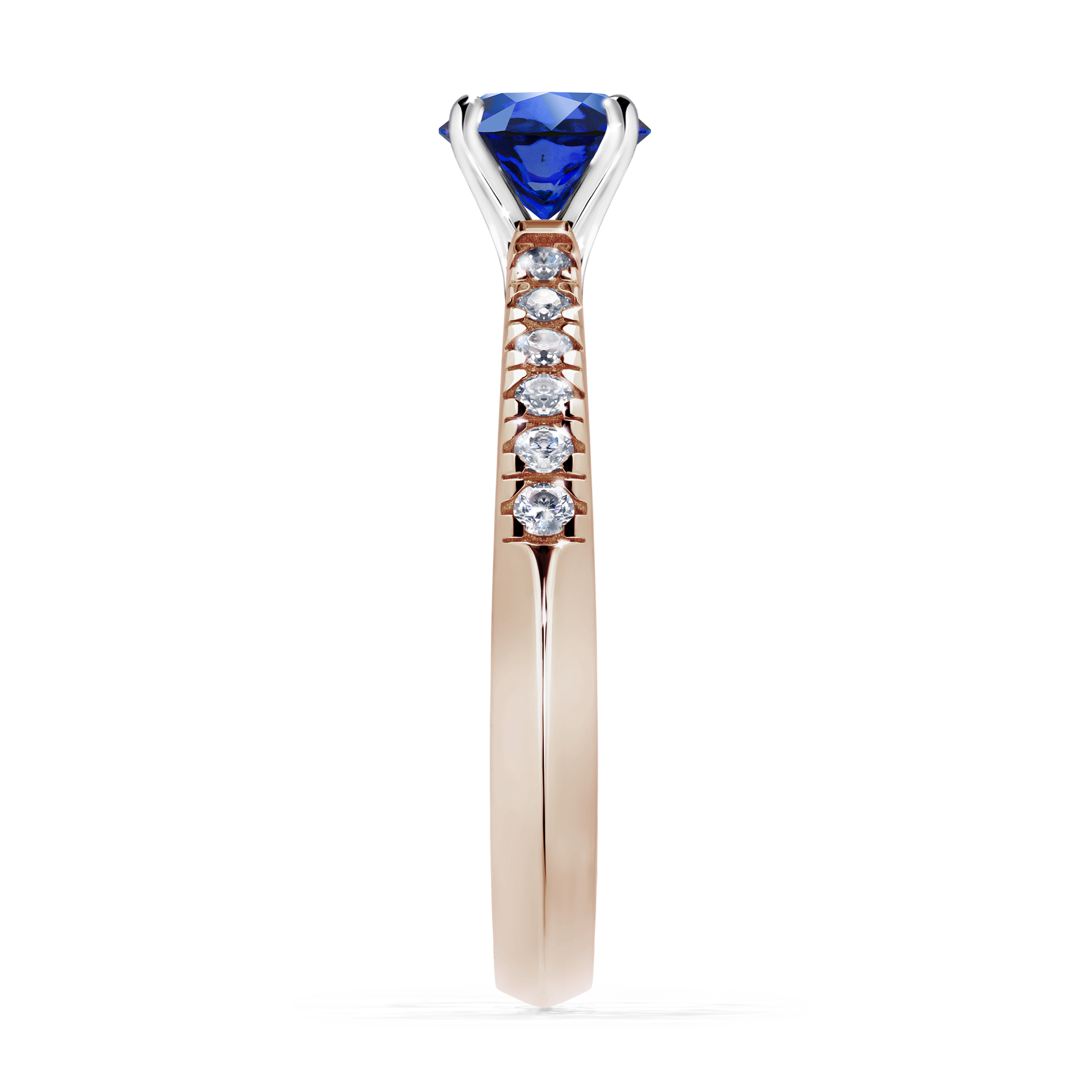 Pierścionek zaręczynowy My Sunshine z różowego złota z szafirem niebieskim 0,64CT