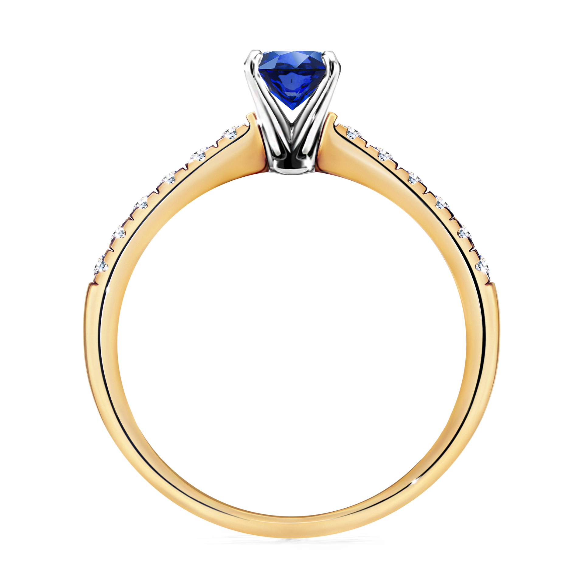 Pierścionek zaręczynowy My Sunshine z żółtego złota z szafirem niebieskim 0,64CT