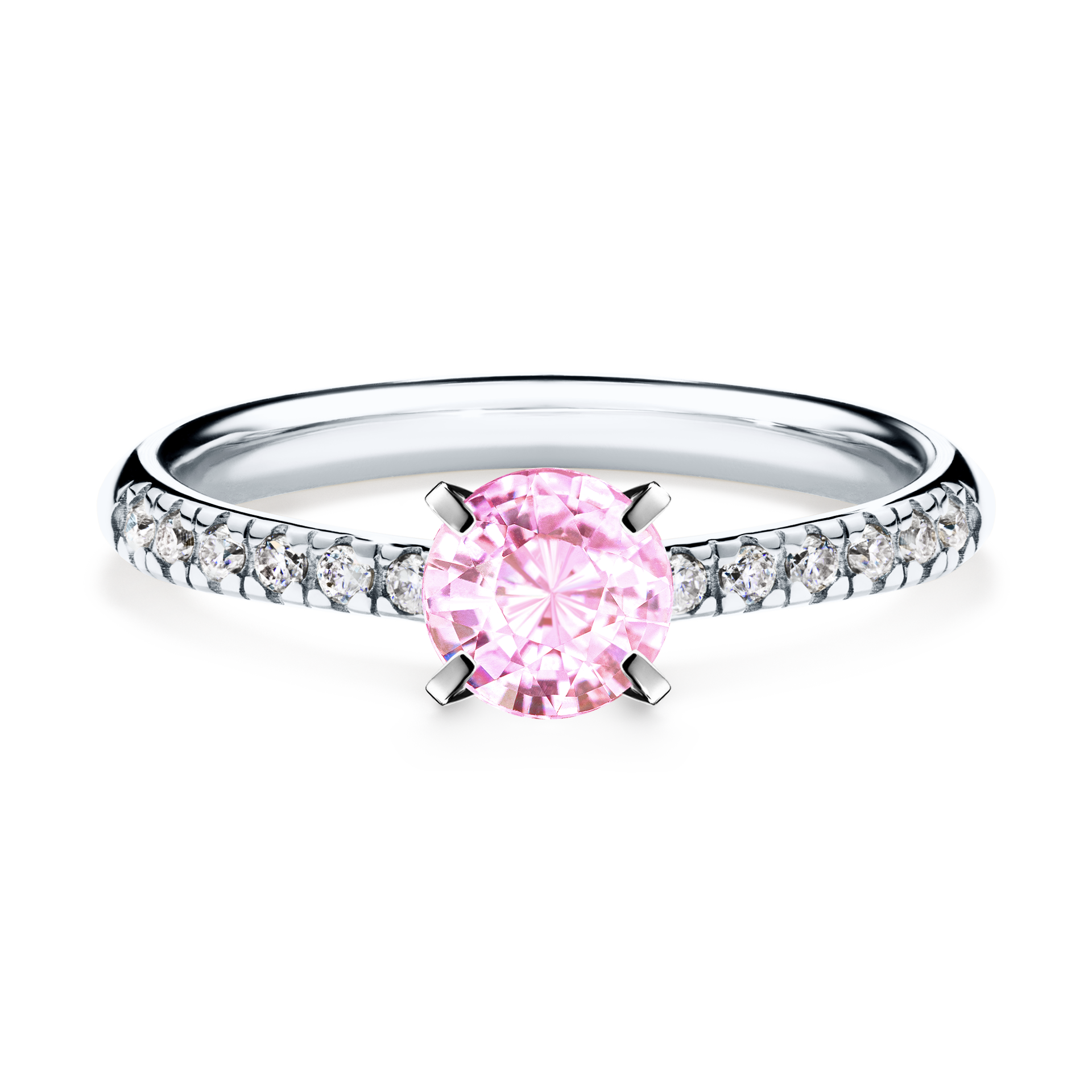 Pierścionek zaręczynowy My Sunshine z białego złota z szafirem różowym 0,64CT