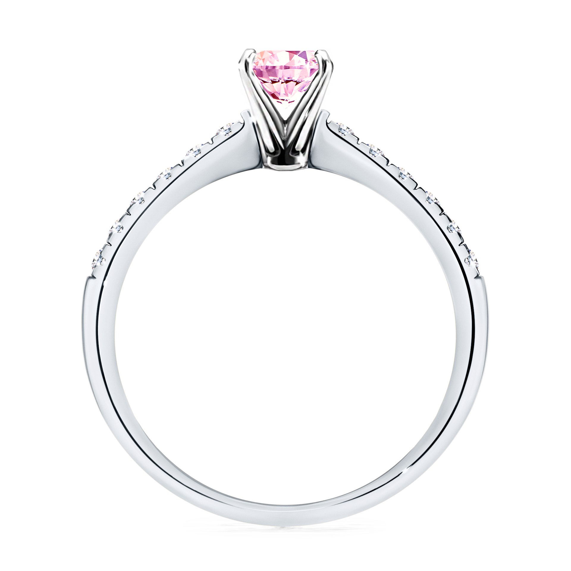 Pierścionek zaręczynowy My Sunshine z białego złota z szafirem różowym 0,64CT