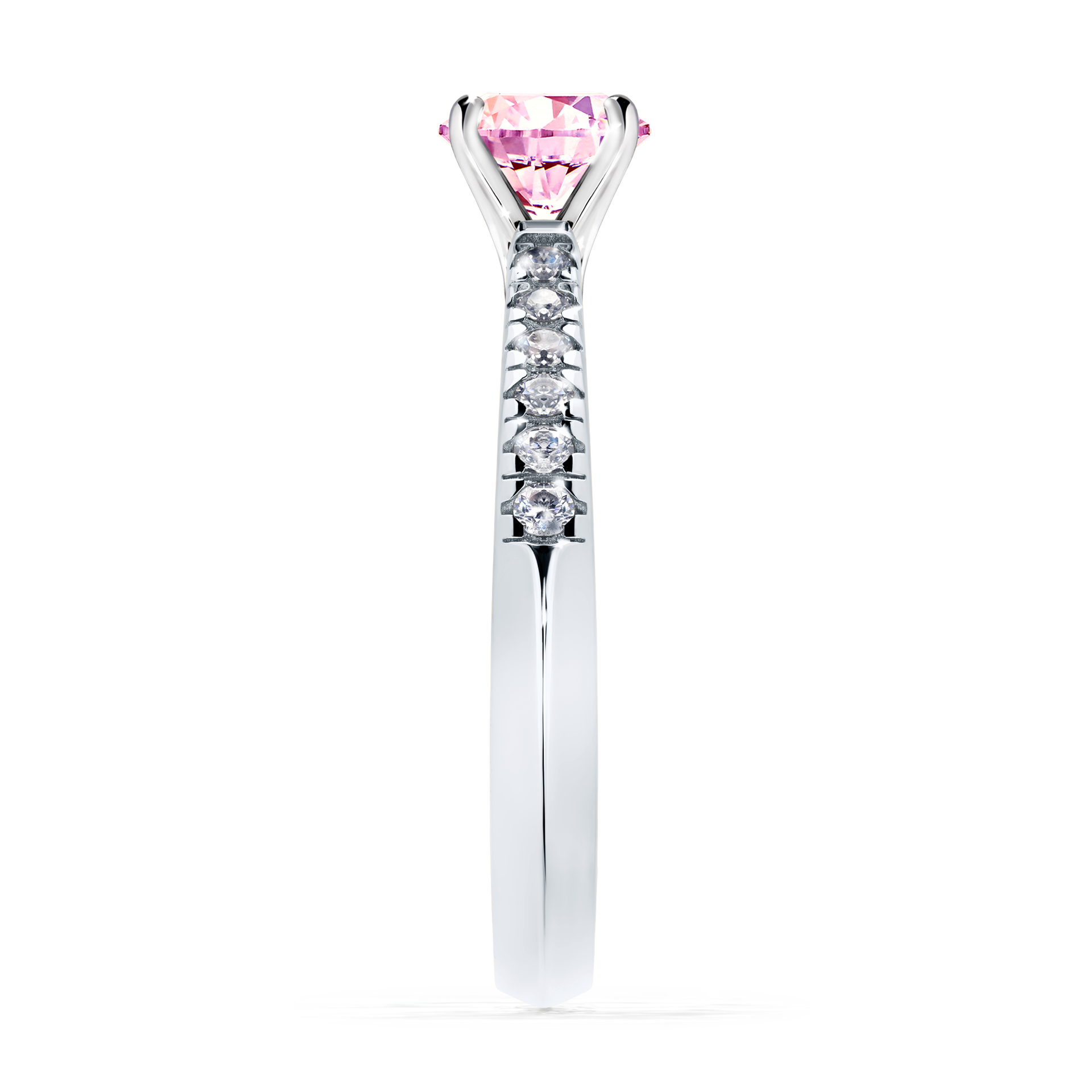 Pierścionek zaręczynowy My Sunshine z białego złota z szafirem różowym 0,64CT
