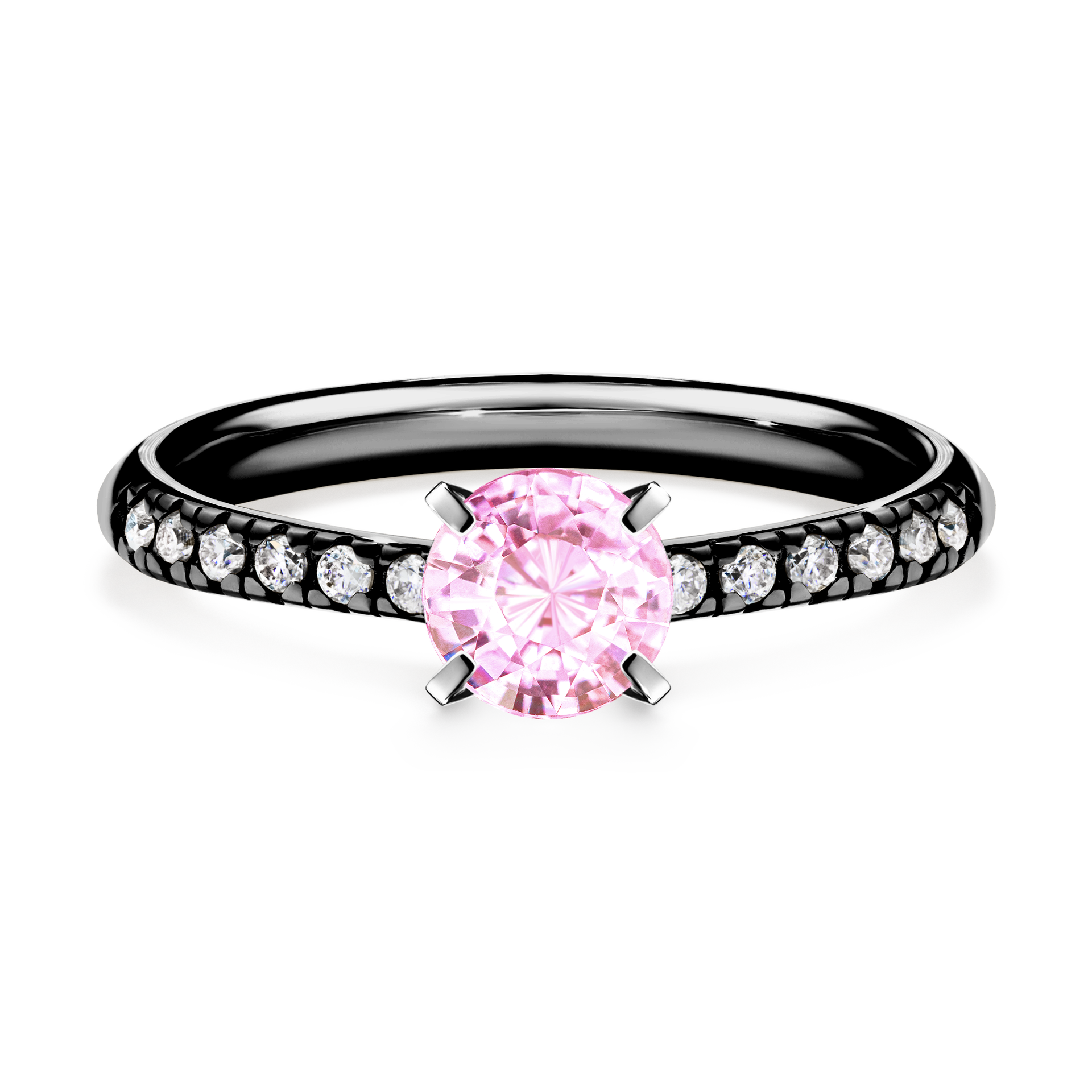 Pierścionek zaręczynowy My Sunshine z czarnego złota z szafirem różowym 0,64CT