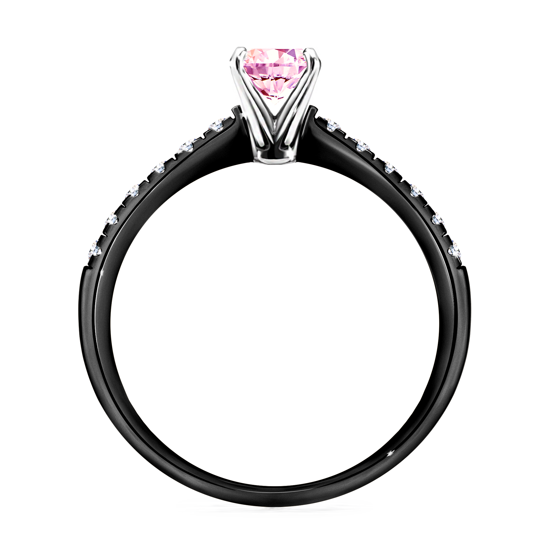Pierścionek zaręczynowy My Sunshine z czarnego złota z szafirem różowym 0,64CT
