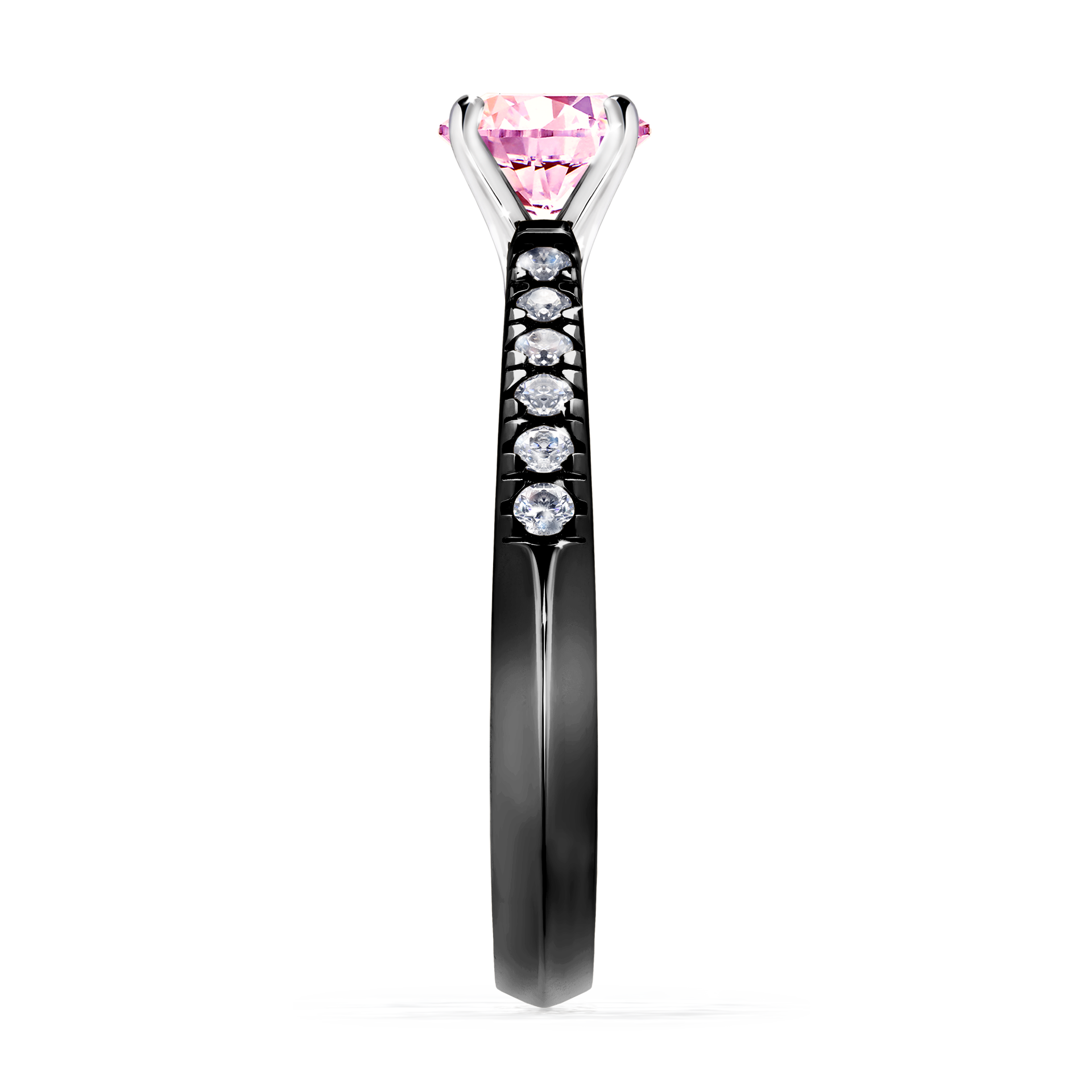 Pierścionek zaręczynowy My Sunshine z czarnego złota z szafirem różowym 0,64CT