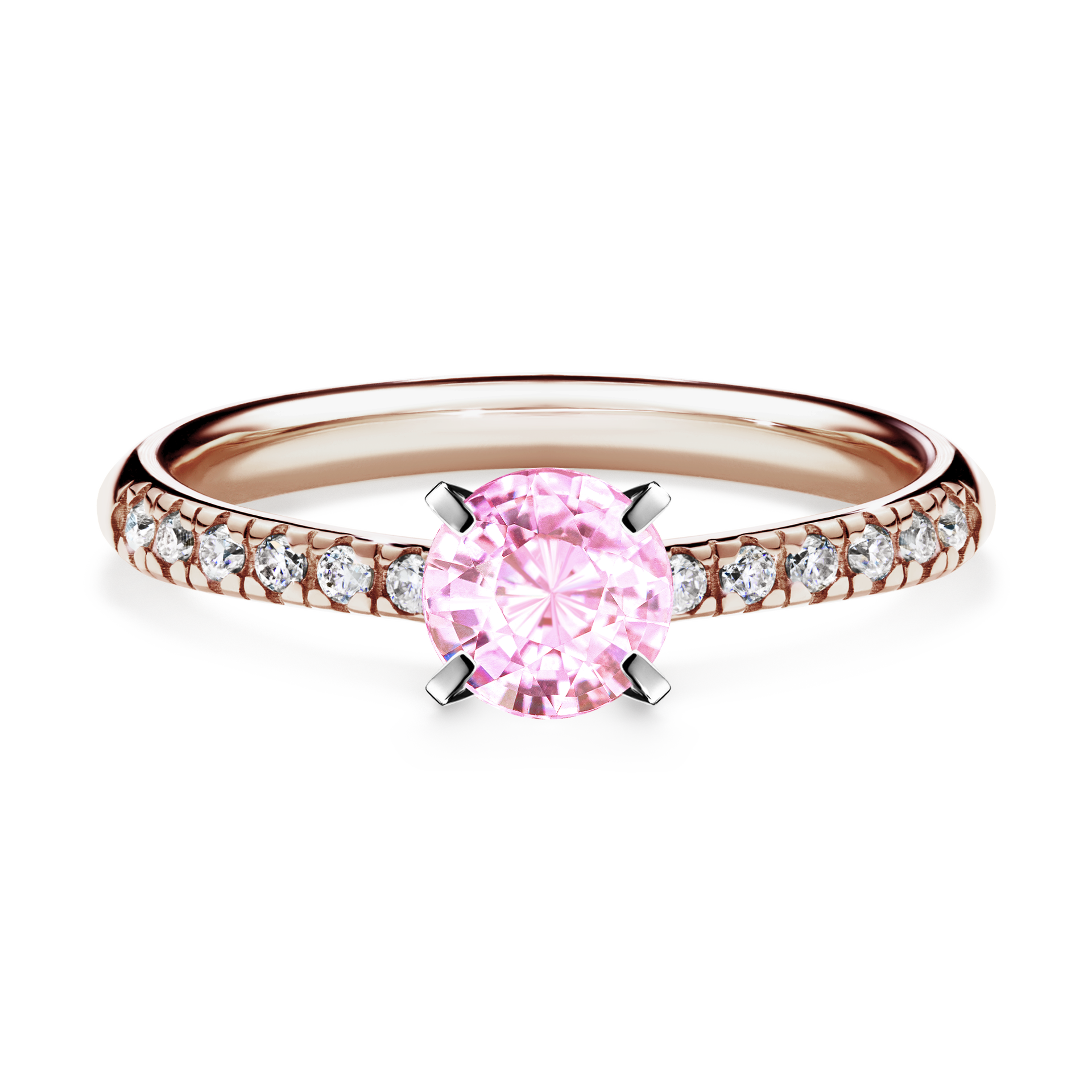 Pierścionek zaręczynowy My Sunshine z różowego złota z szafirem różowym 0,64CT