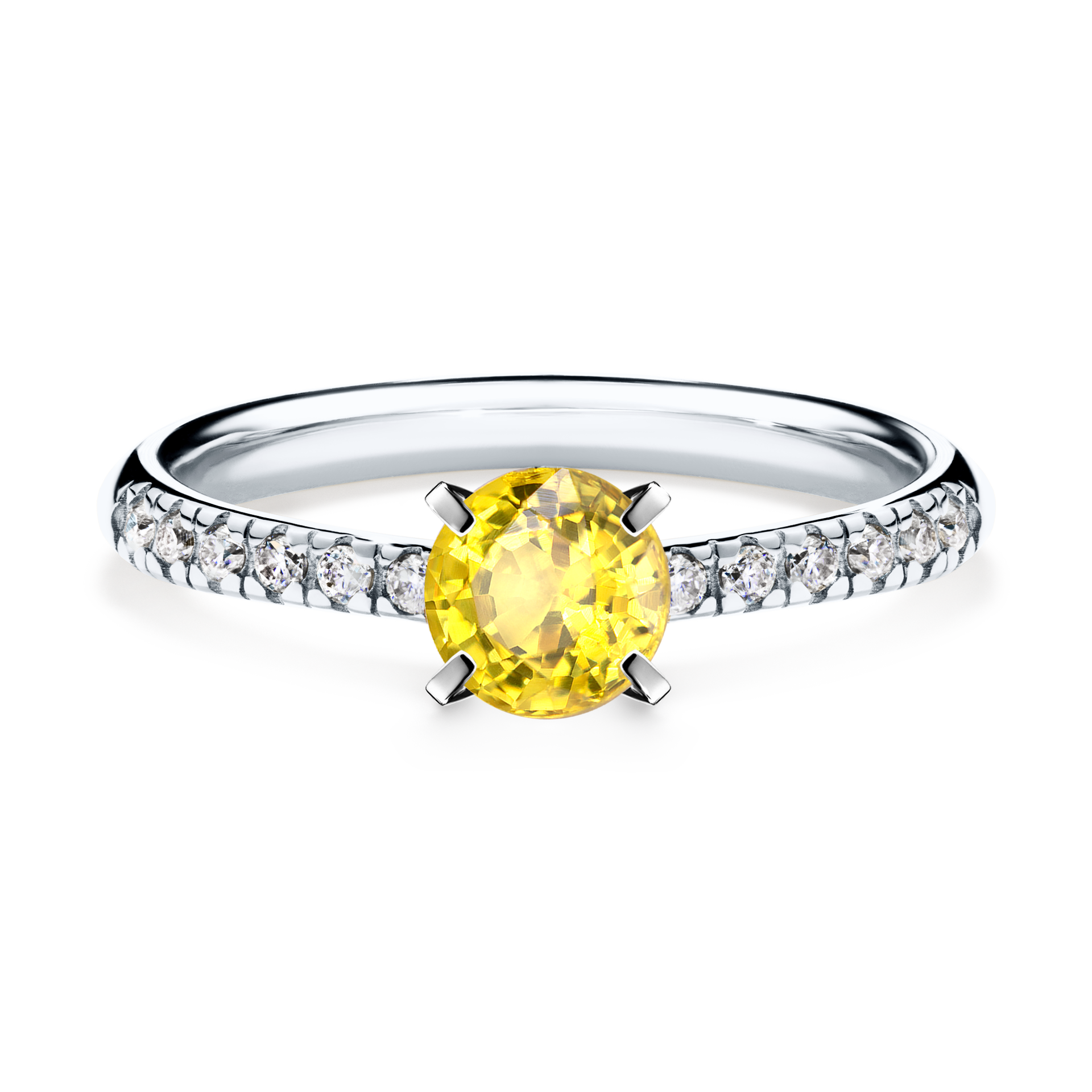 Pierścionek zaręczynowy My Sunshine z białego złota z szafirem żółtym 0,64CT