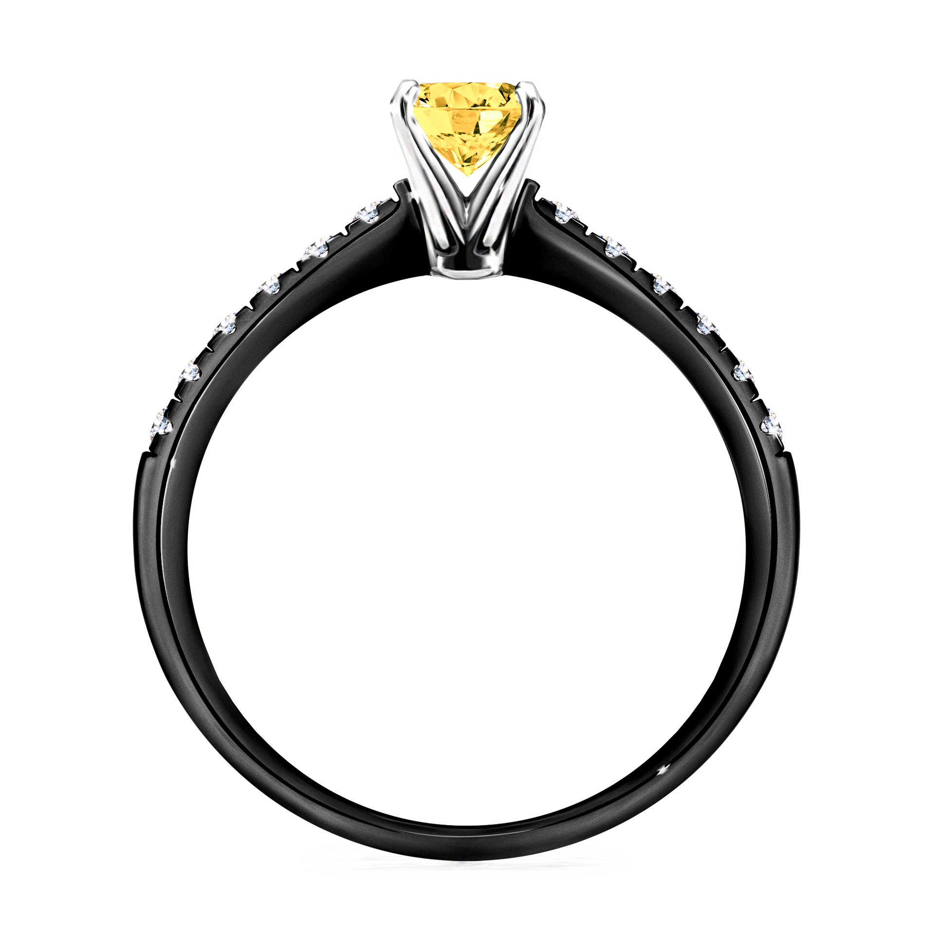 Pierścionek zaręczynowy My Sunshine z czarnego złota z szafirem żółtym 0,64CT