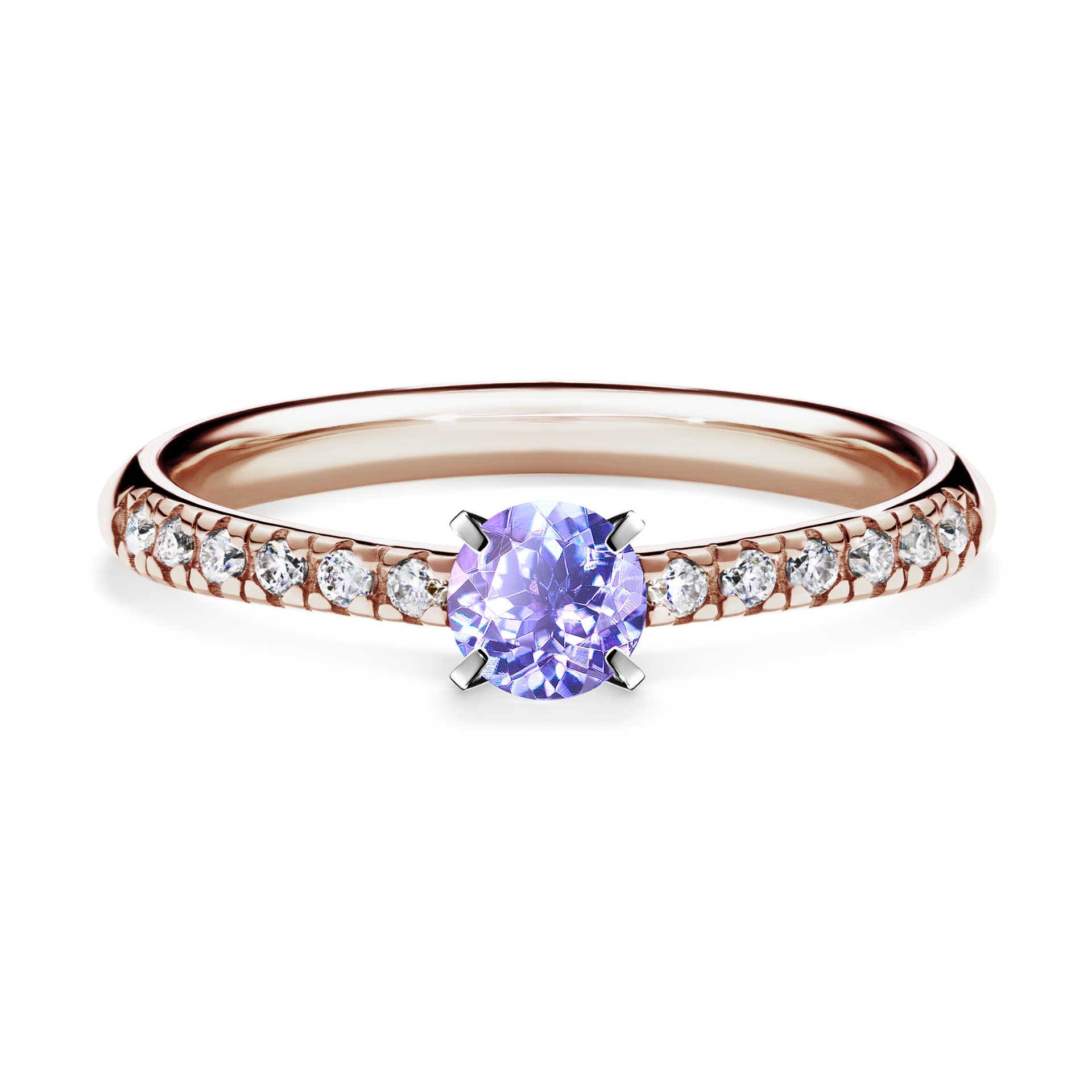 Pierścionek zaręczynowy My Sunshine z różowego złota z tanzanitem 0,39CT