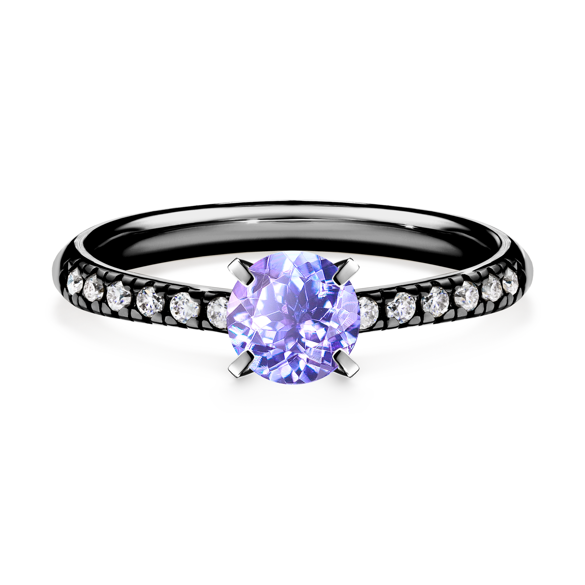 Pierścionek zaręczynowy My Sunshine z czarnego złota z tanzanitem 0,64CT