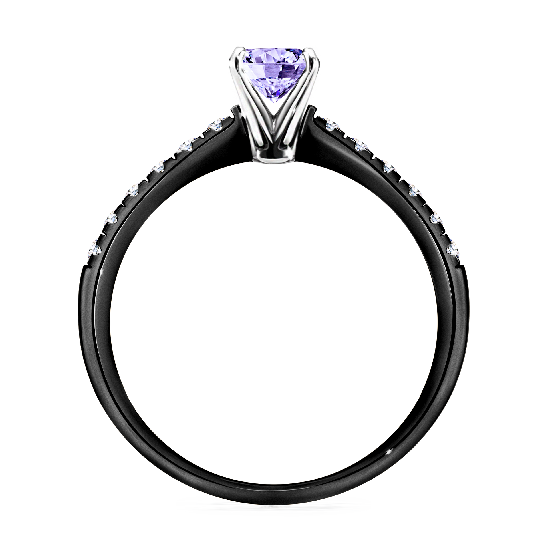 Pierścionek zaręczynowy My Sunshine z czarnego złota z tanzanitem 0,64CT