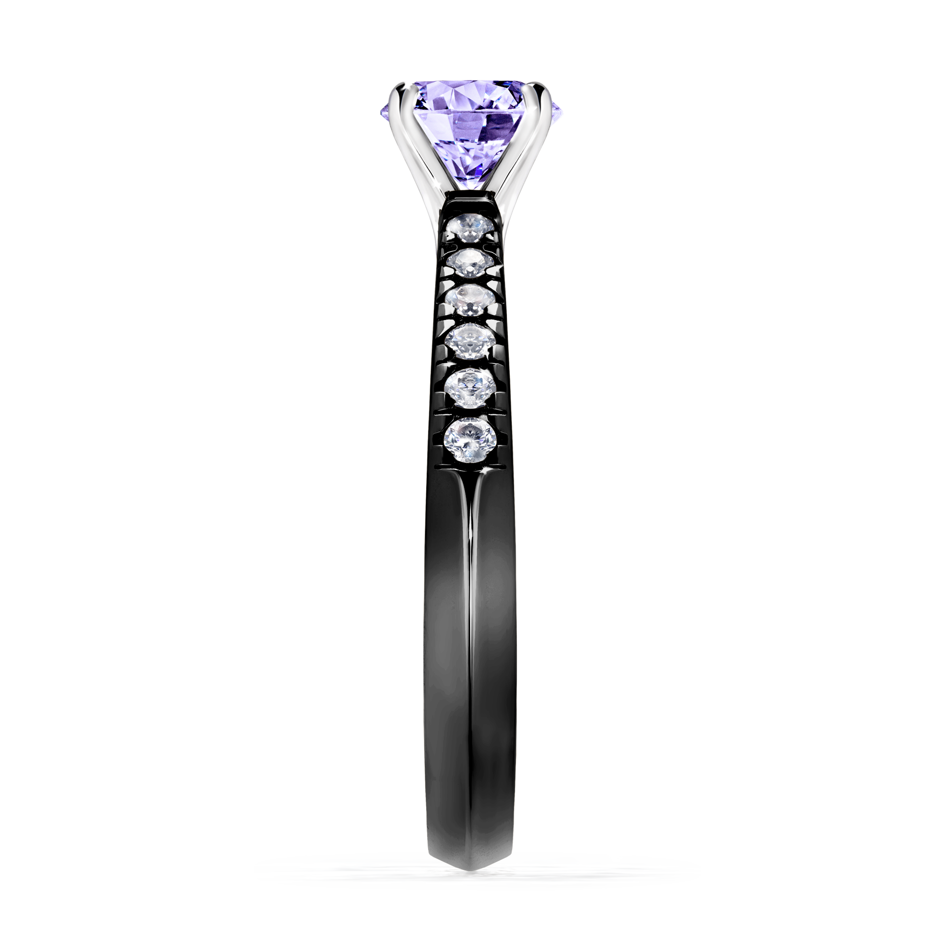 Pierścionek zaręczynowy My Sunshine z czarnego złota z tanzanitem 0,64CT