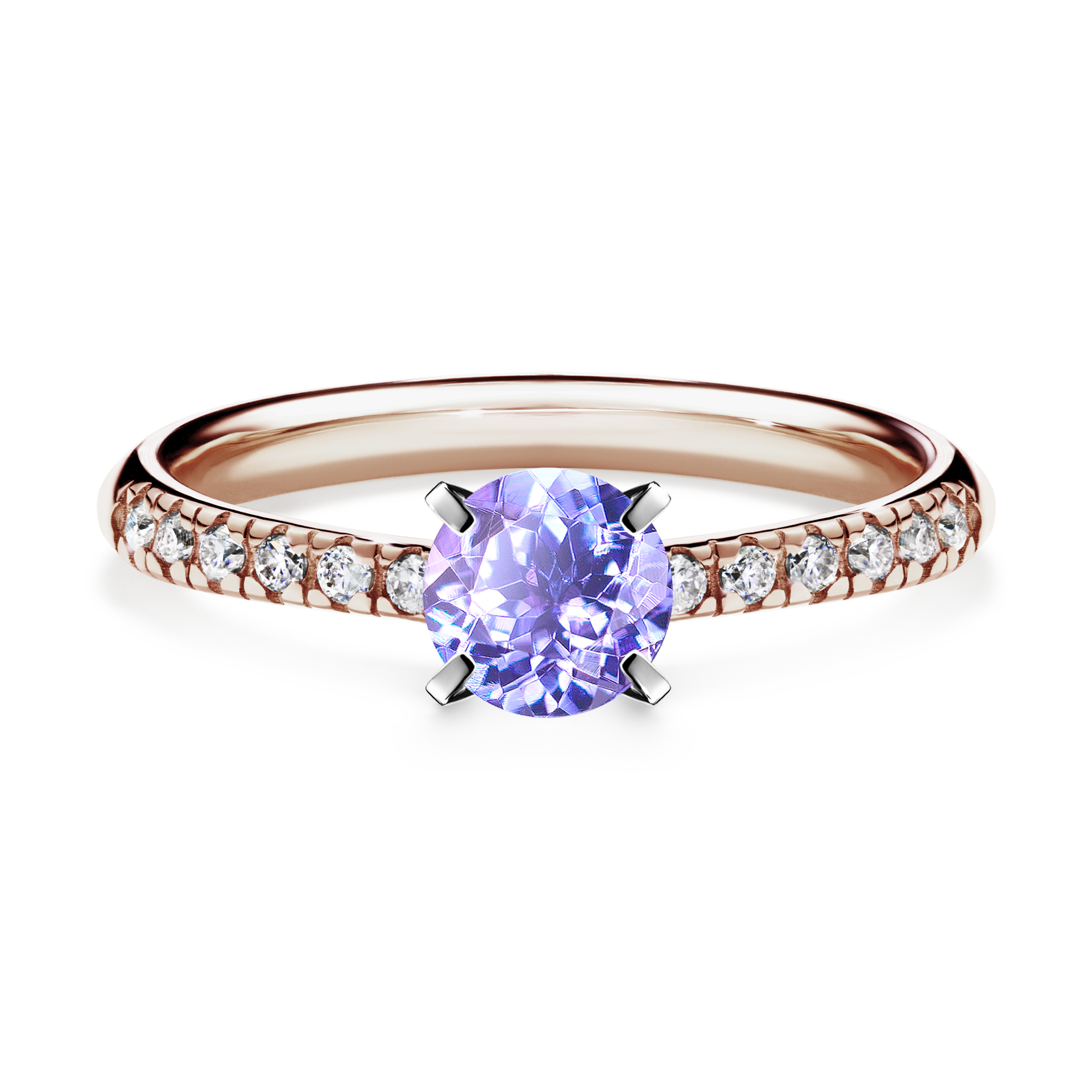 Pierścionek zaręczynowy My Sunshine z różowego złota z tanzanitem 0,64CT
