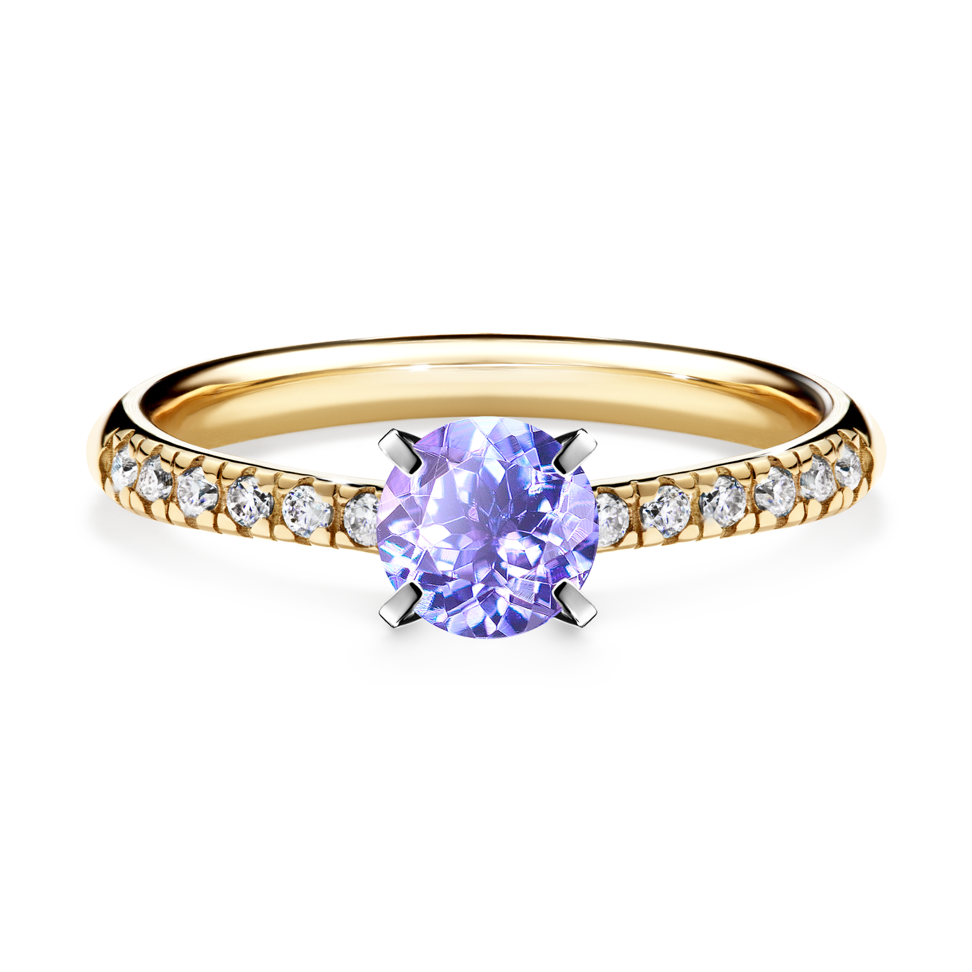 Pierścionek zaręczynowy My Sunshine z żółtego złota z tanzanitem 0,64CT