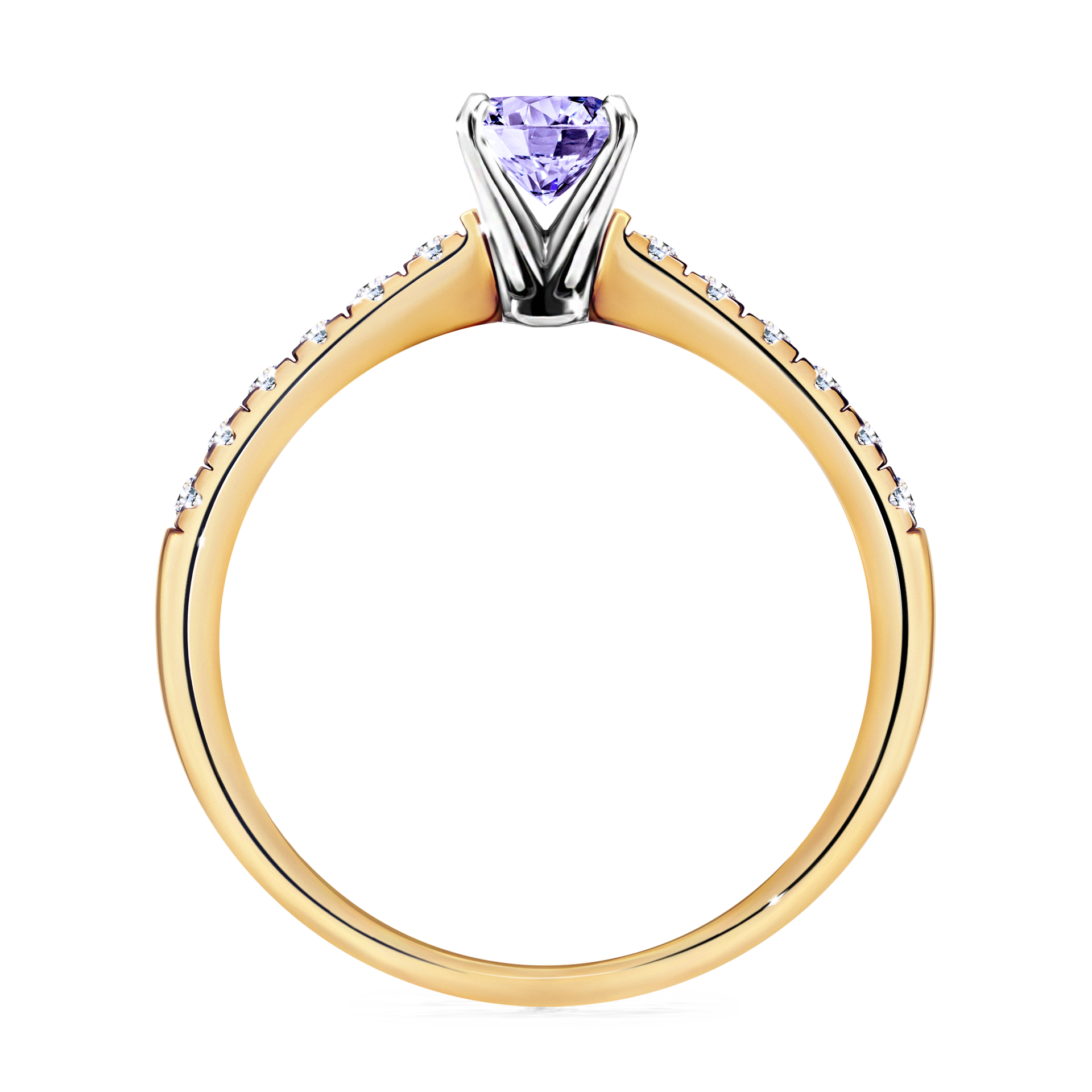 Pierścionek zaręczynowy My Sunshine z żółtego złota z tanzanitem 0,64CT
