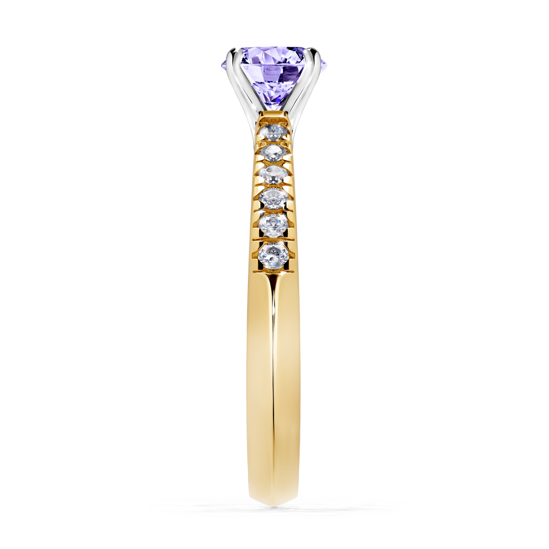 Pierścionek zaręczynowy My Sunshine z żółtego złota z tanzanitem 0,64CT