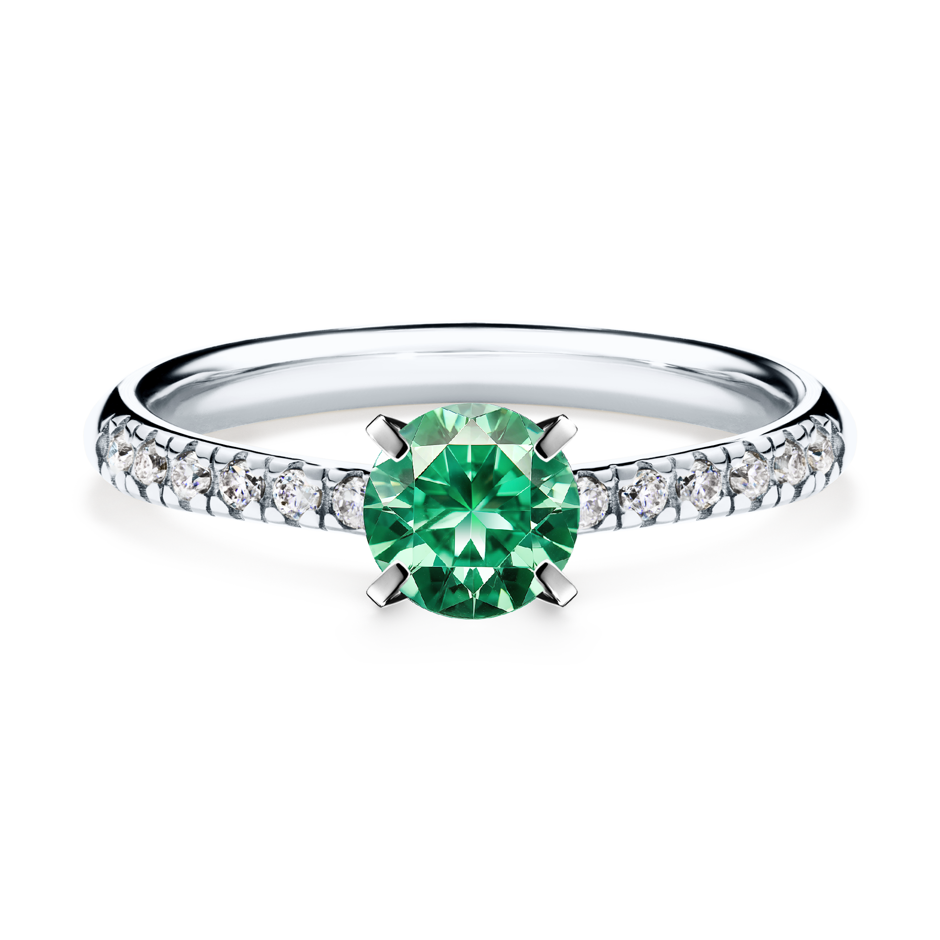 Pierścionek zaręczynowy My Sunshine z białego złota ze szmaragdem 0,64CT