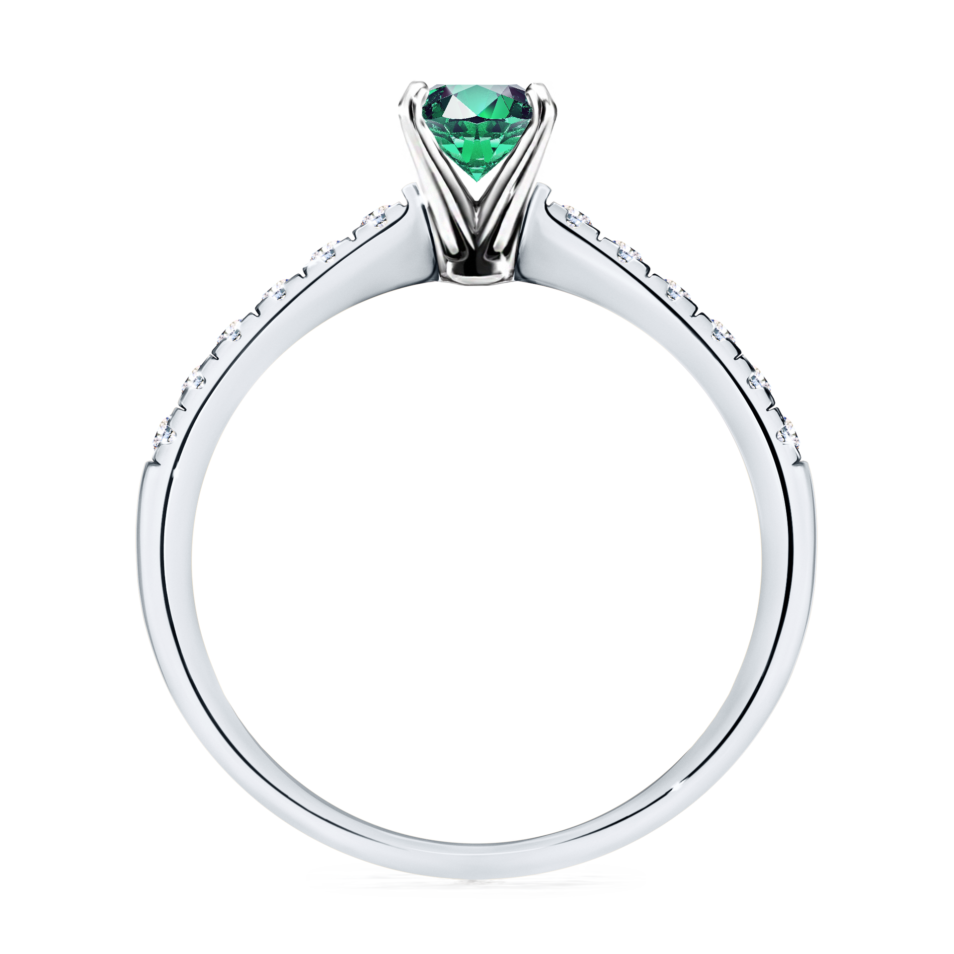 Pierścionek zaręczynowy My Sunshine z białego złota ze szmaragdem 0,64CT