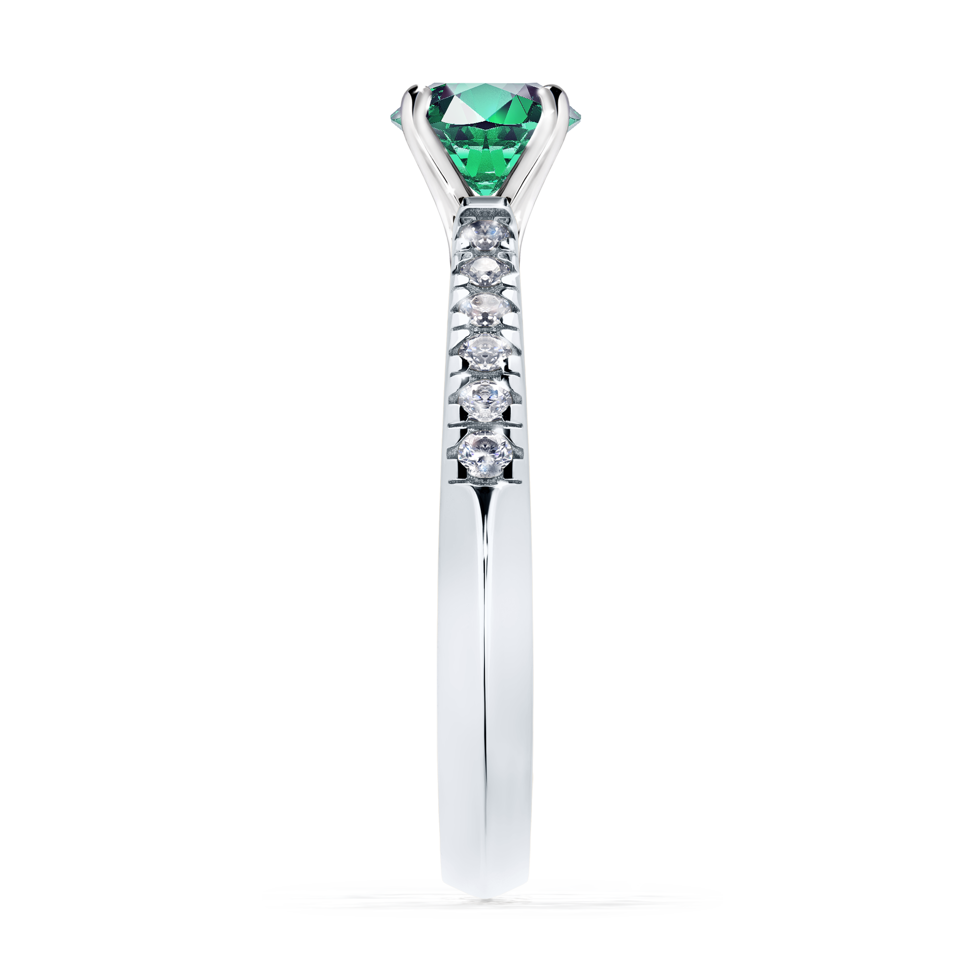 Pierścionek zaręczynowy My Sunshine z białego złota ze szmaragdem 0,64CT