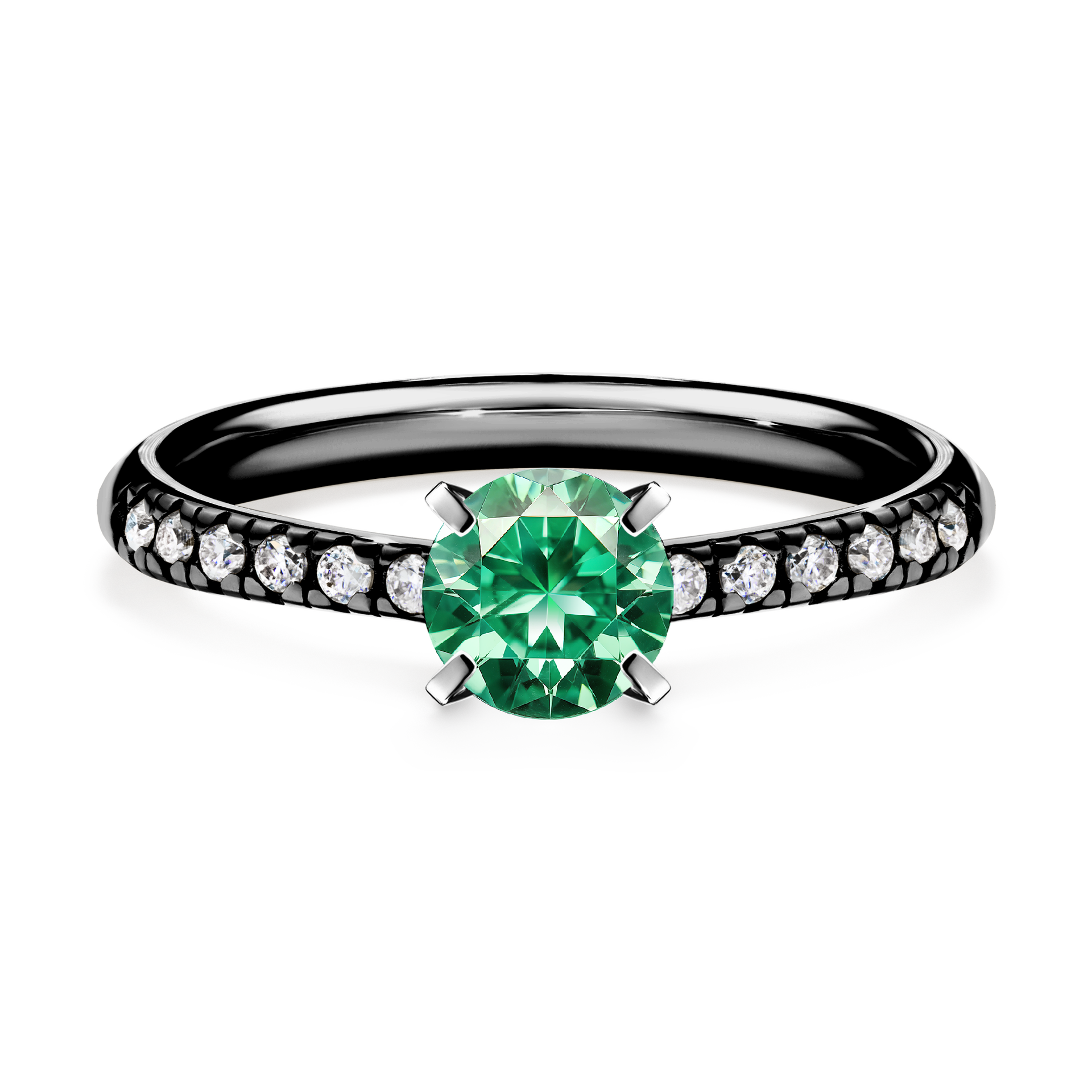 Pierścionek zaręczynowy My Sunshine z czarnego złota ze szmaragdem 0,64CT