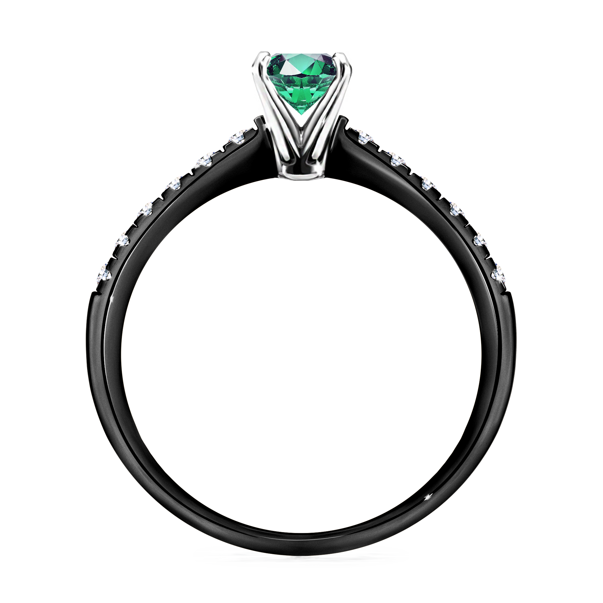 Pierścionek zaręczynowy My Sunshine z czarnego złota ze szmaragdem 0,64CT