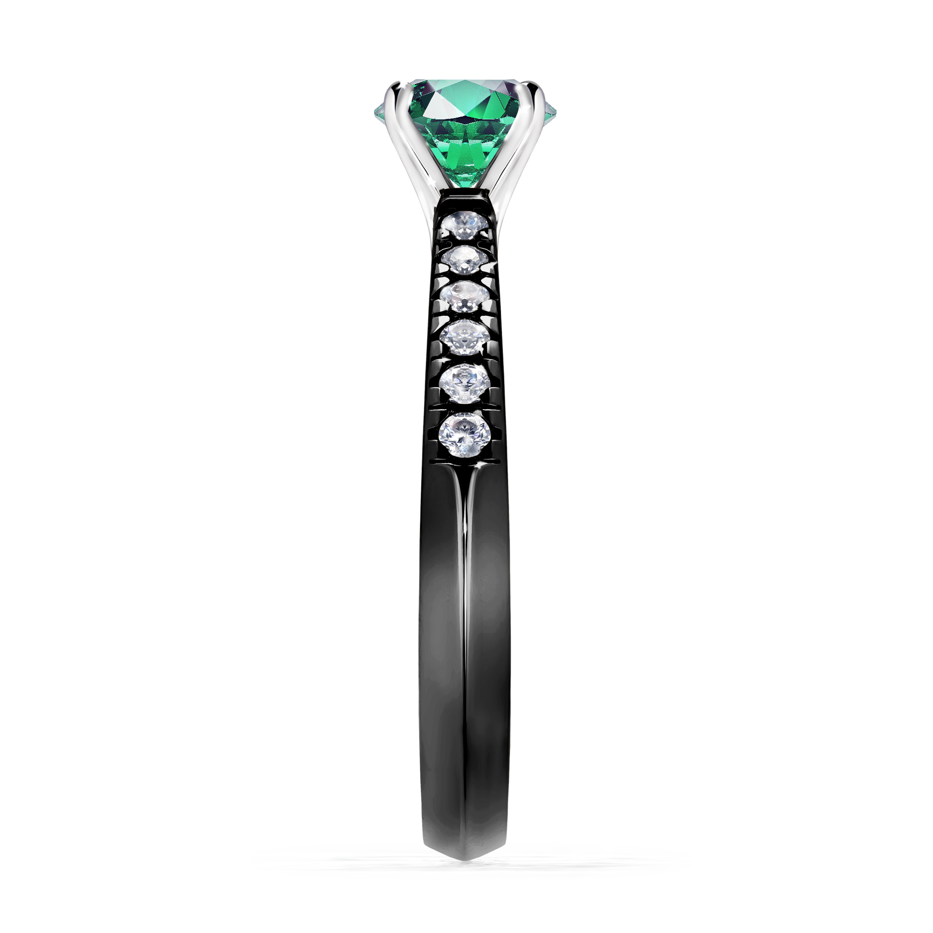 Pierścionek zaręczynowy My Sunshine z czarnego złota ze szmaragdem 0,64CT