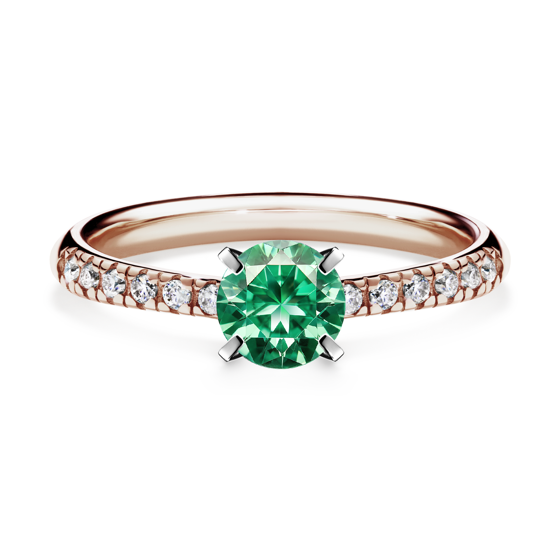 Pierścionek zaręczynowy My Sunshine z różowego złota ze szmaragdem 0,64CT