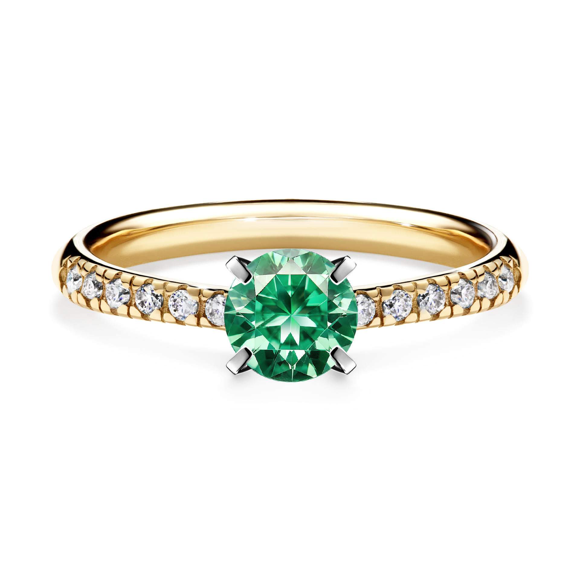 Pierścionek zaręczynowy My Sunshine z żółtego złota ze szmaragdem 0,64CT