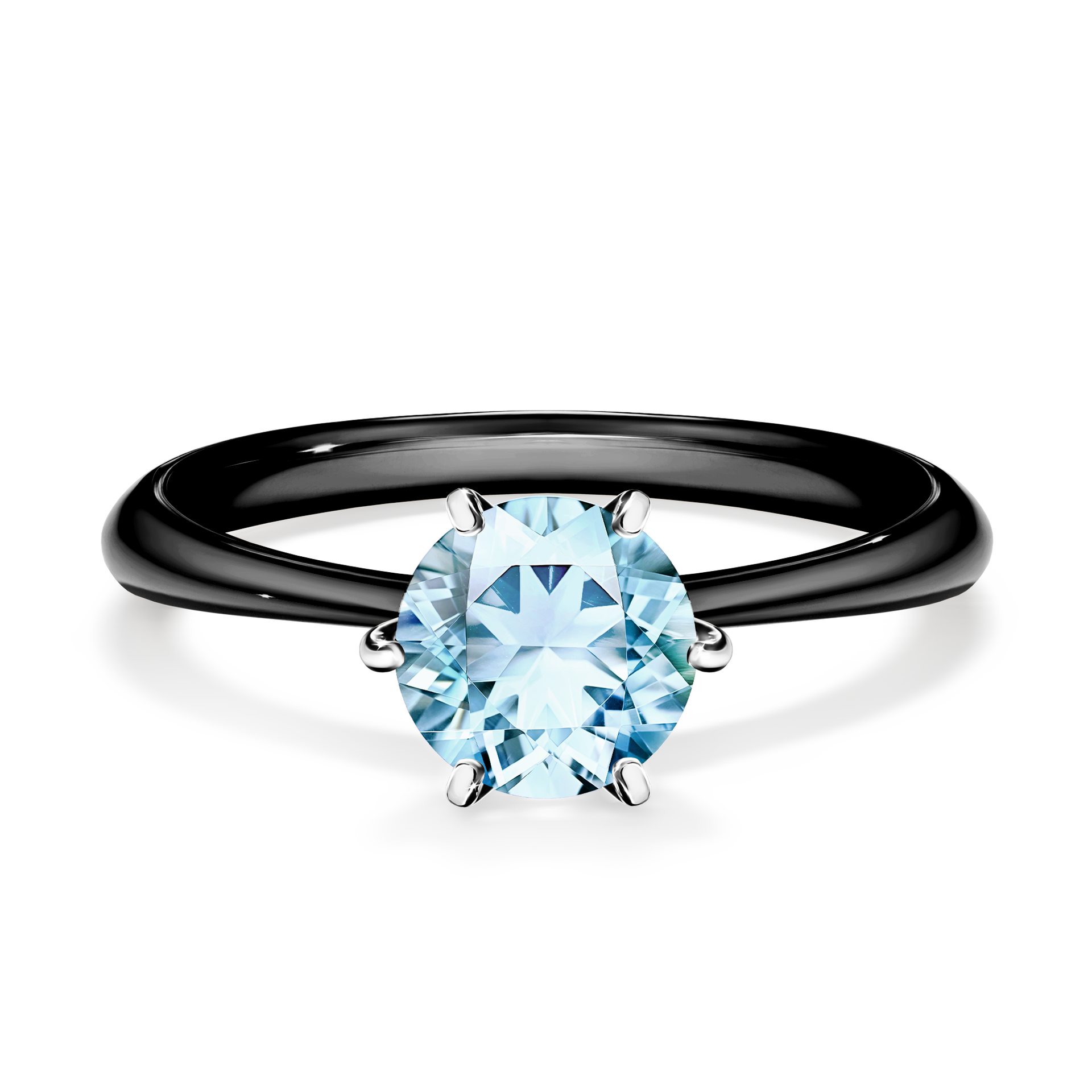 Pierścionek zaręczynowy My Love z czarnego złota z akwamarynem 1,00CT