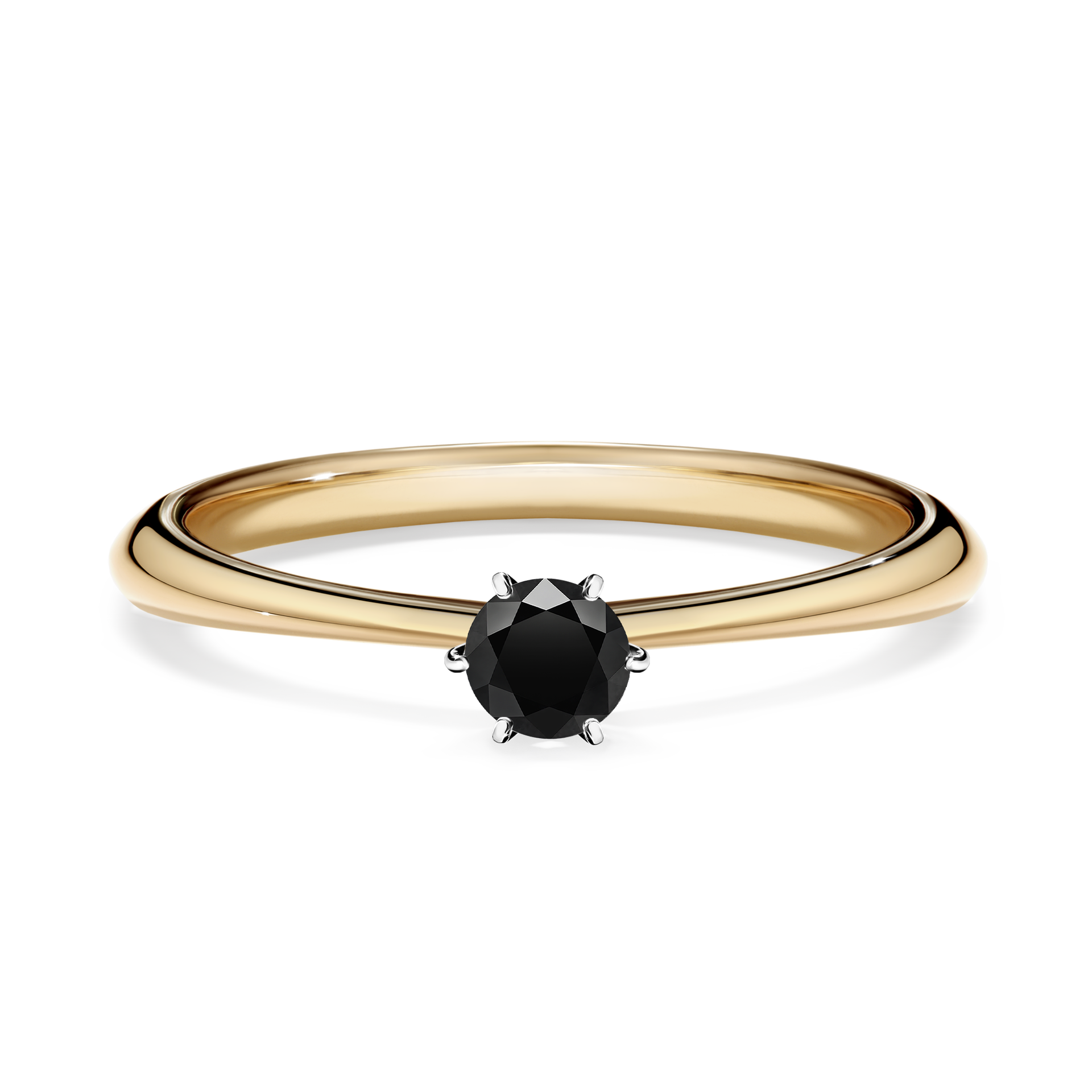 Pierścionek zaręczynowy My Love z żółtego złota z czarnym diamentem 0,17CT