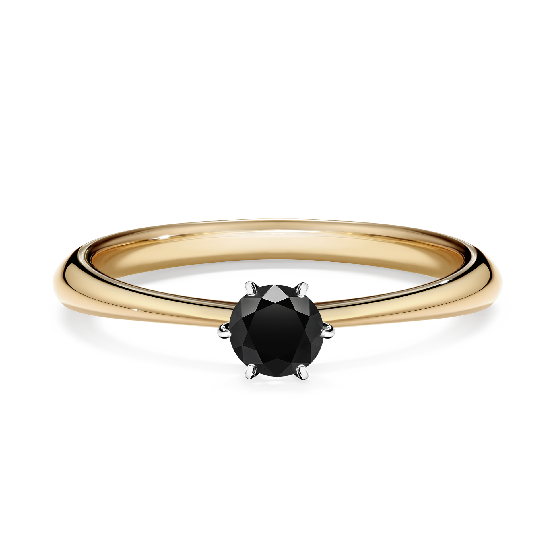 Pierścionek zaręczynowy My Love z żółtego złota z czarnym diamentem 0,25CT