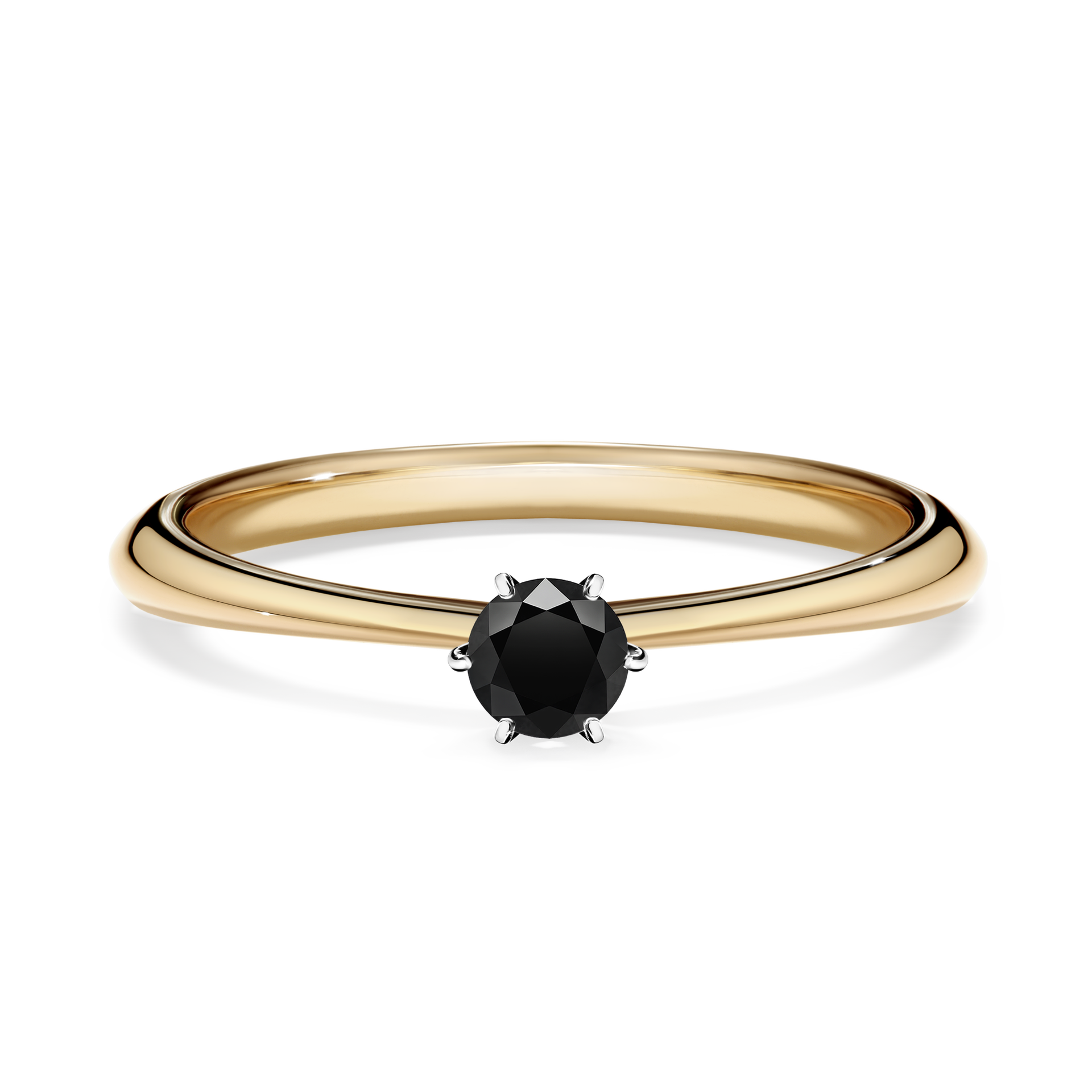 Pierścionek zaręczynowy My Love z żółtego złota z czarnym diamentem 0,17CT