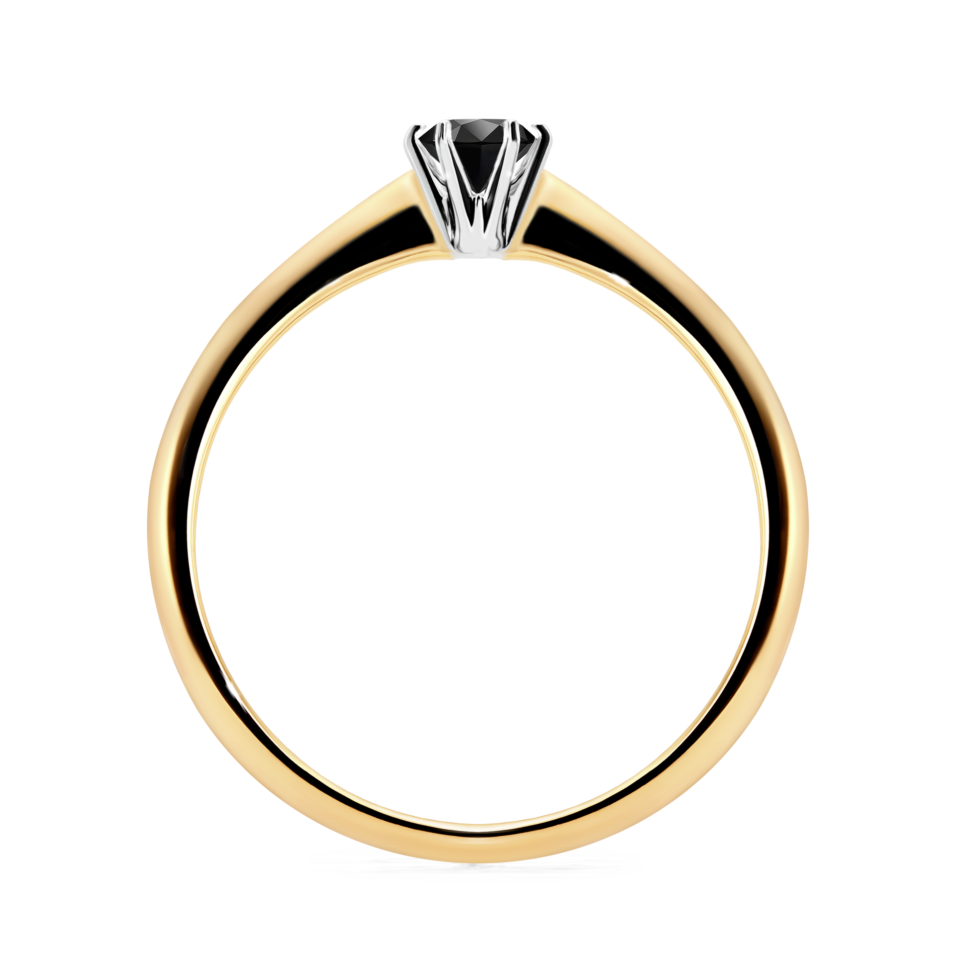 Pierścionek zaręczynowy My Love z żółtego złota z czarnym diamentem 0,17CT