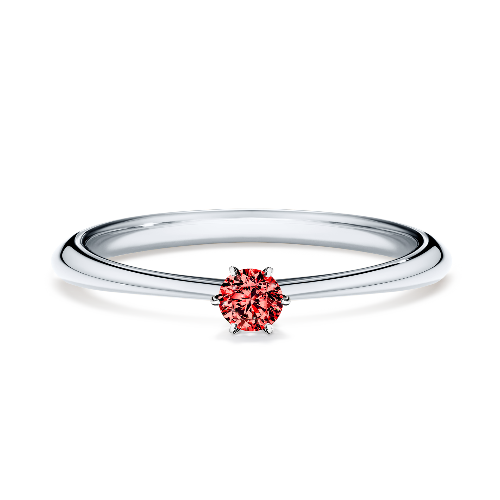 Pierścionek zaręczynowy My Love z białego złota z czerwonym diamentem 0,10CT