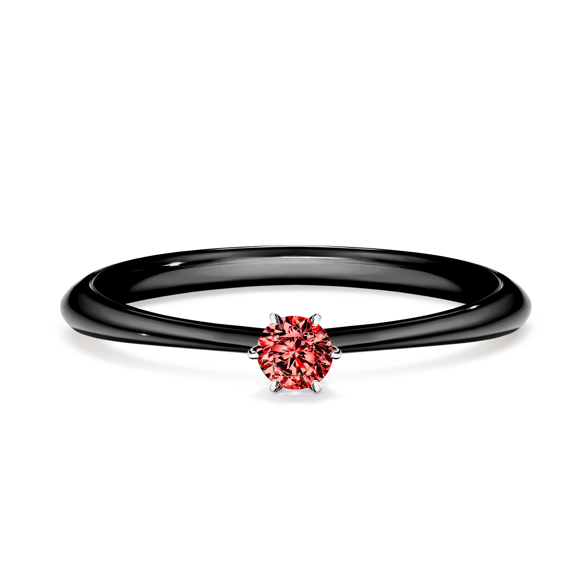 Pierścionek zaręczynowy My Love z czarnego złota z czerwonym diamentem 0,10CT