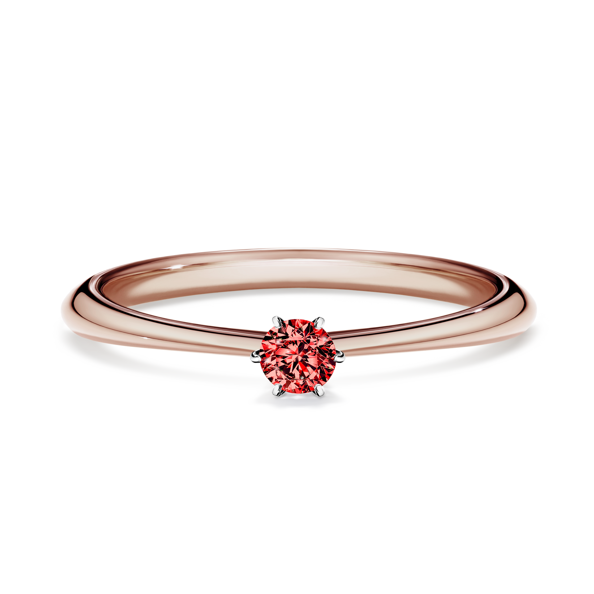 Pierścionek zaręczynowy My Love z różowego złota z czerwonym diamentem 0,10CT