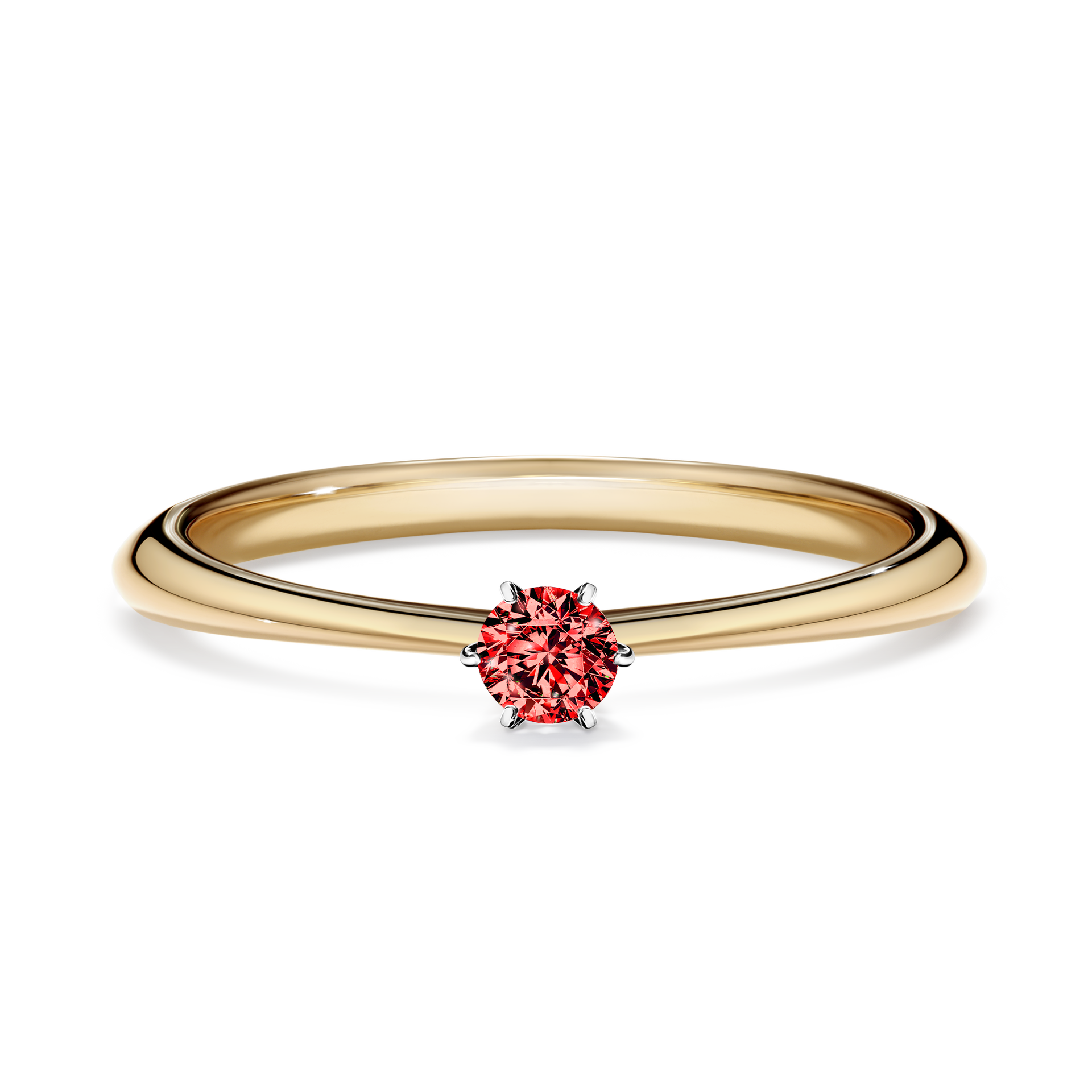 Pierścionek zaręczynowy My Love z żółtego złota z czerwonym diamentem 0,10CT