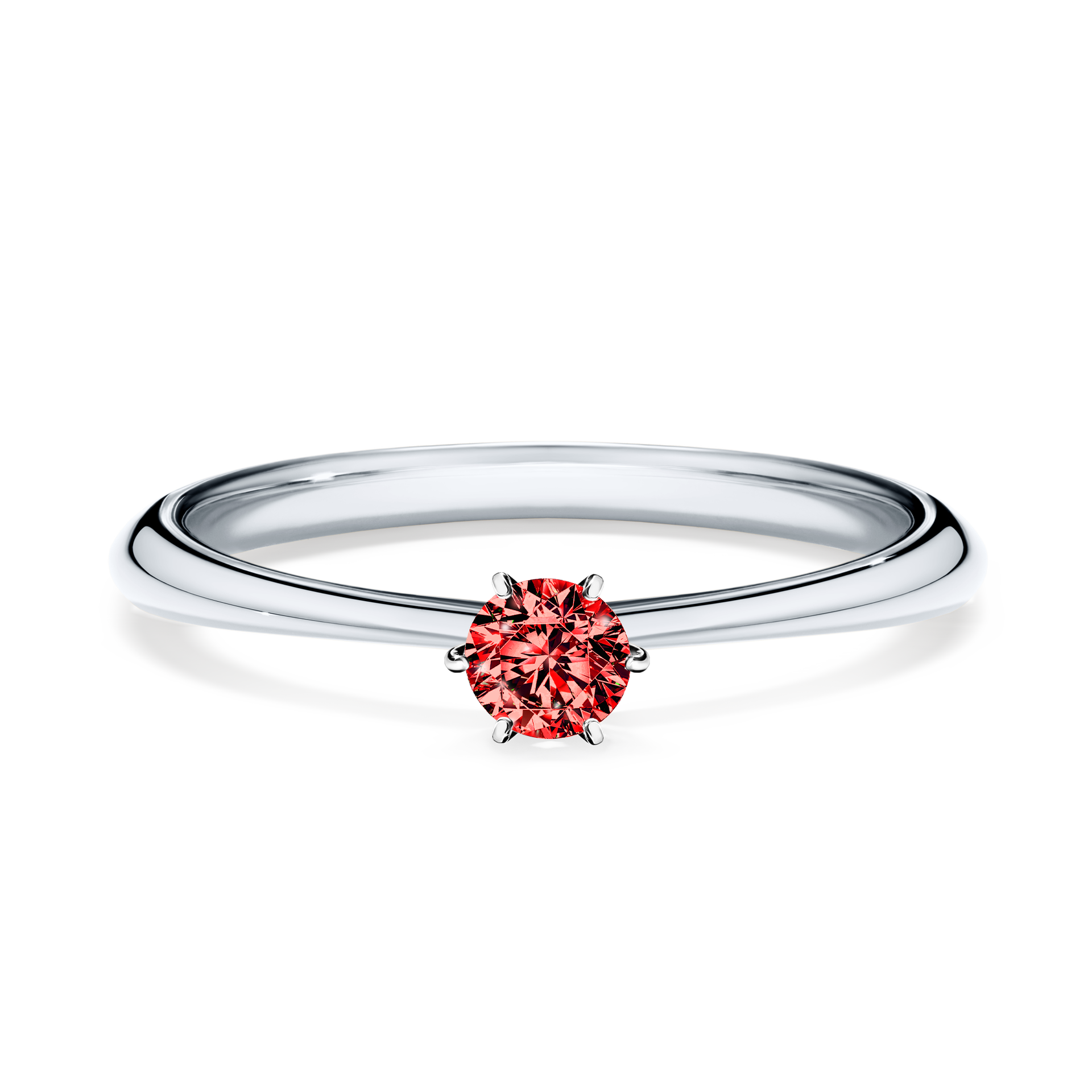 Pierścionek zaręczynowy My Love z białego złota z czerwonym diamentem 0,17CT