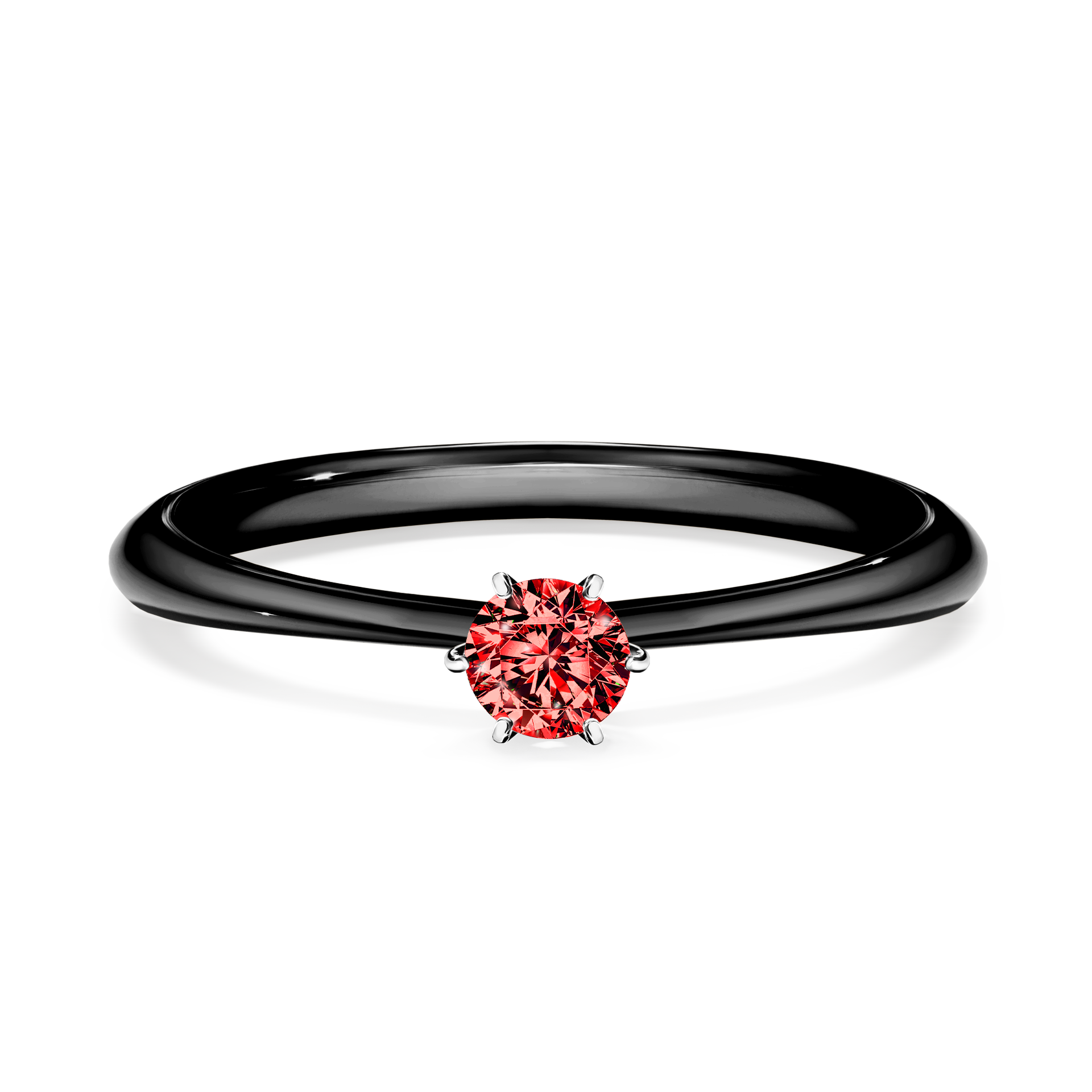 Pierścionek zaręczynowy My Love z czarnego złota z czerwonym diamentem 0,17CT