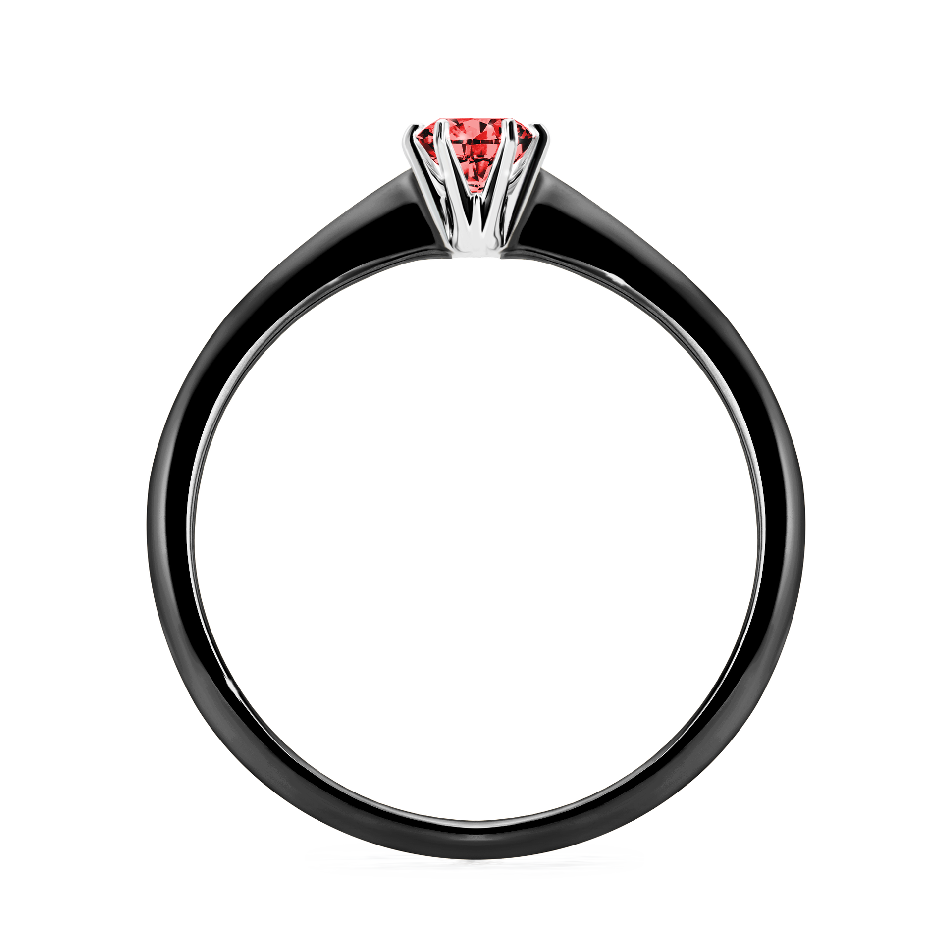 Pierścionek zaręczynowy My Love z czarnego złota z czerwonym diamentem 0,17CT
