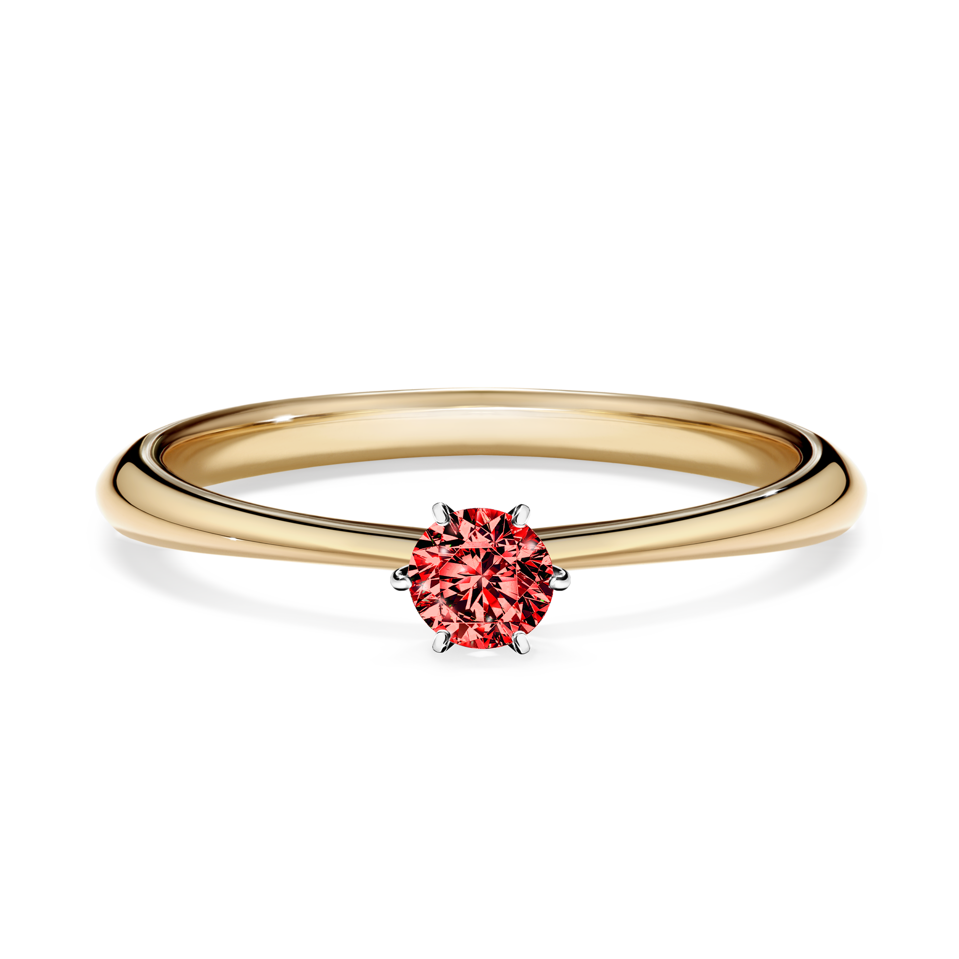 Pierścionek zaręczynowy My Love z żółtego złota z czerwonym diamentem 0,17CT