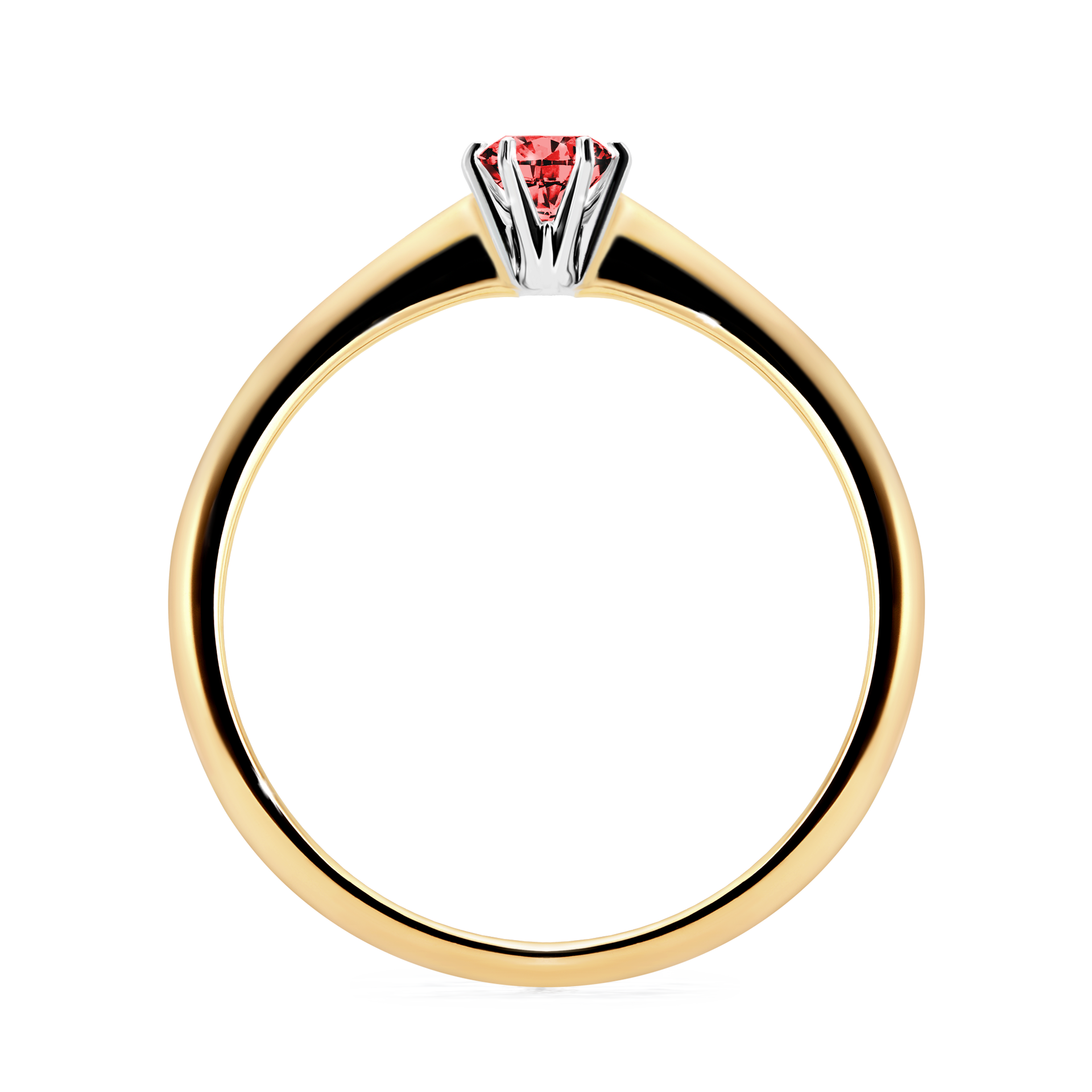 Pierścionek zaręczynowy My Love z żółtego złota z czerwonym diamentem 0,17CT
