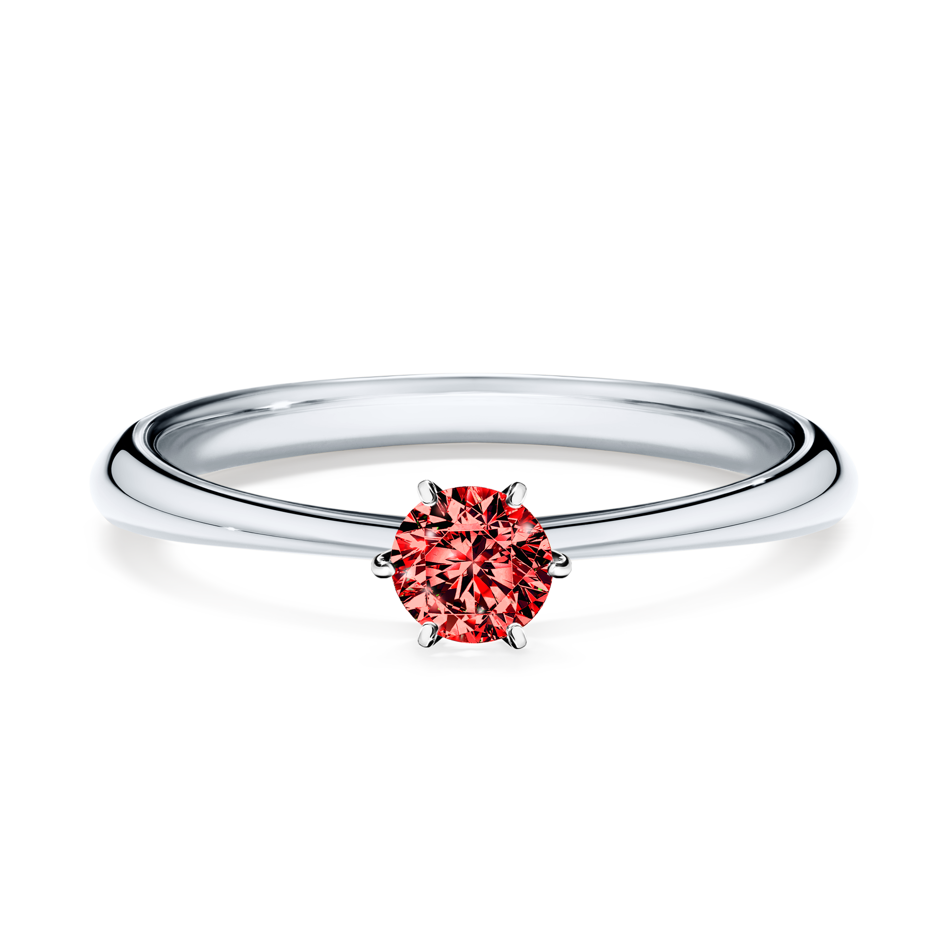 Pierścionek zaręczynowy My Love z białego złota z czerwonym diamentem 0,25CT