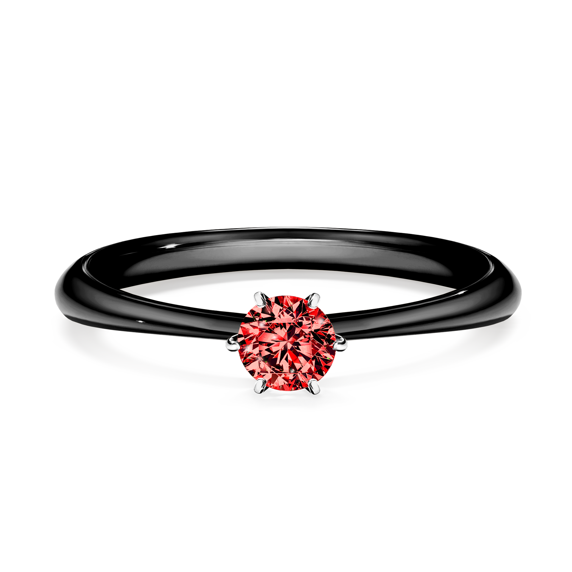Pierścionek zaręczynowy My Love z czarnego złota z czerwonym diamentem 0,25CT