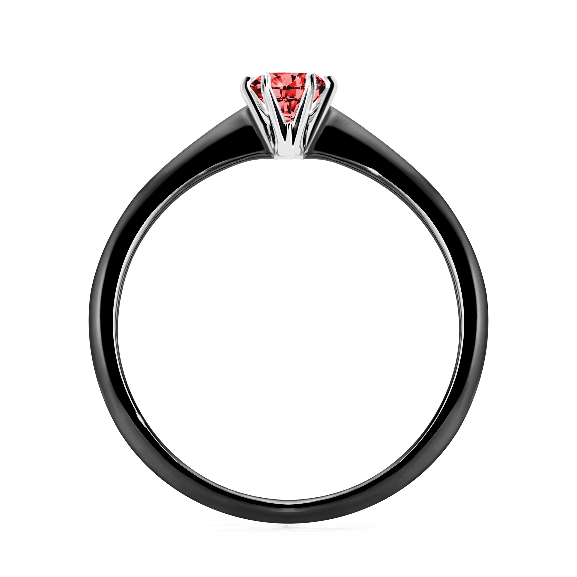 Pierścionek zaręczynowy My Love z czarnego złota z czerwonym diamentem 0,25CT