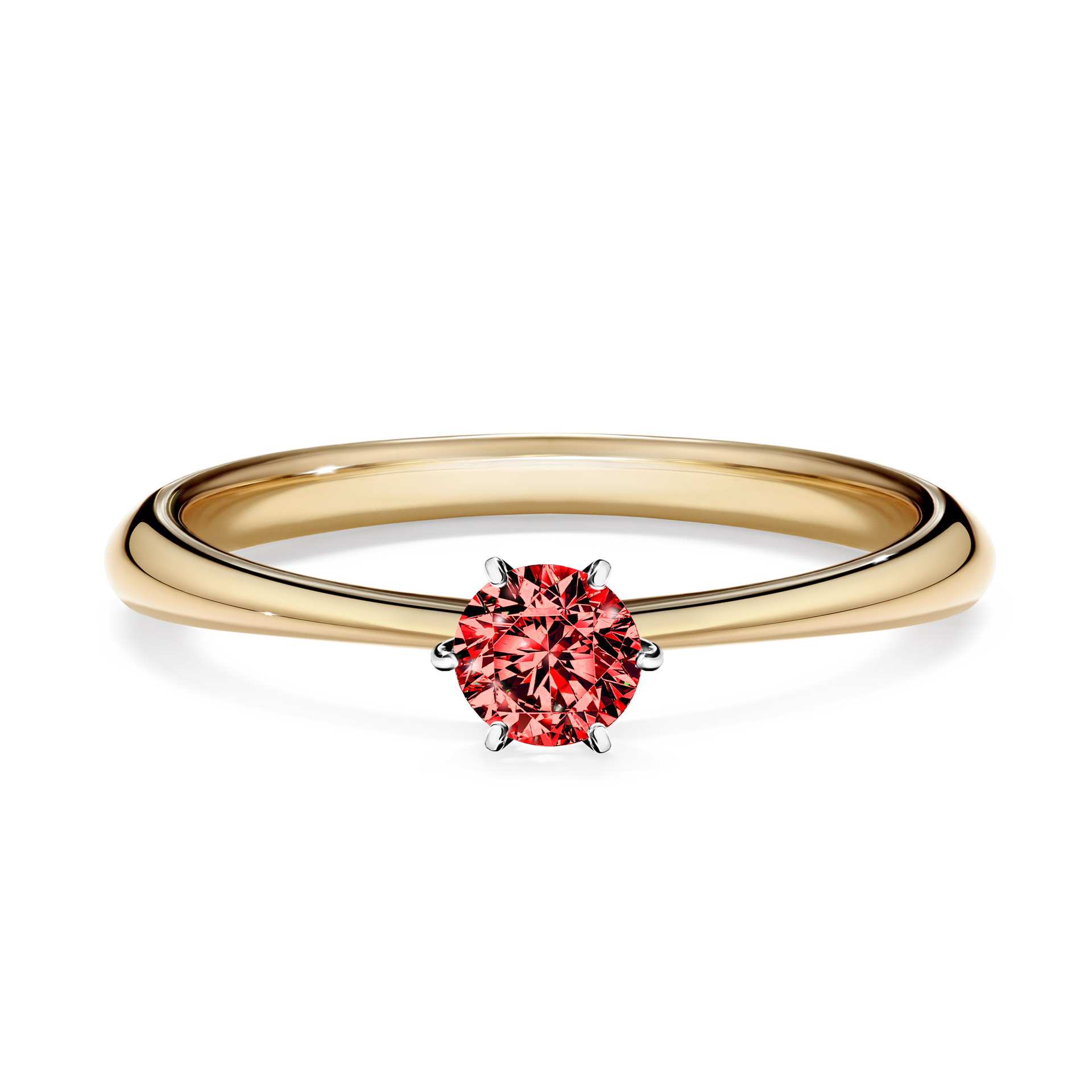 Pierścionek zaręczynowy My Love z żółtego złota z czerwonym diamentem 0,25CT