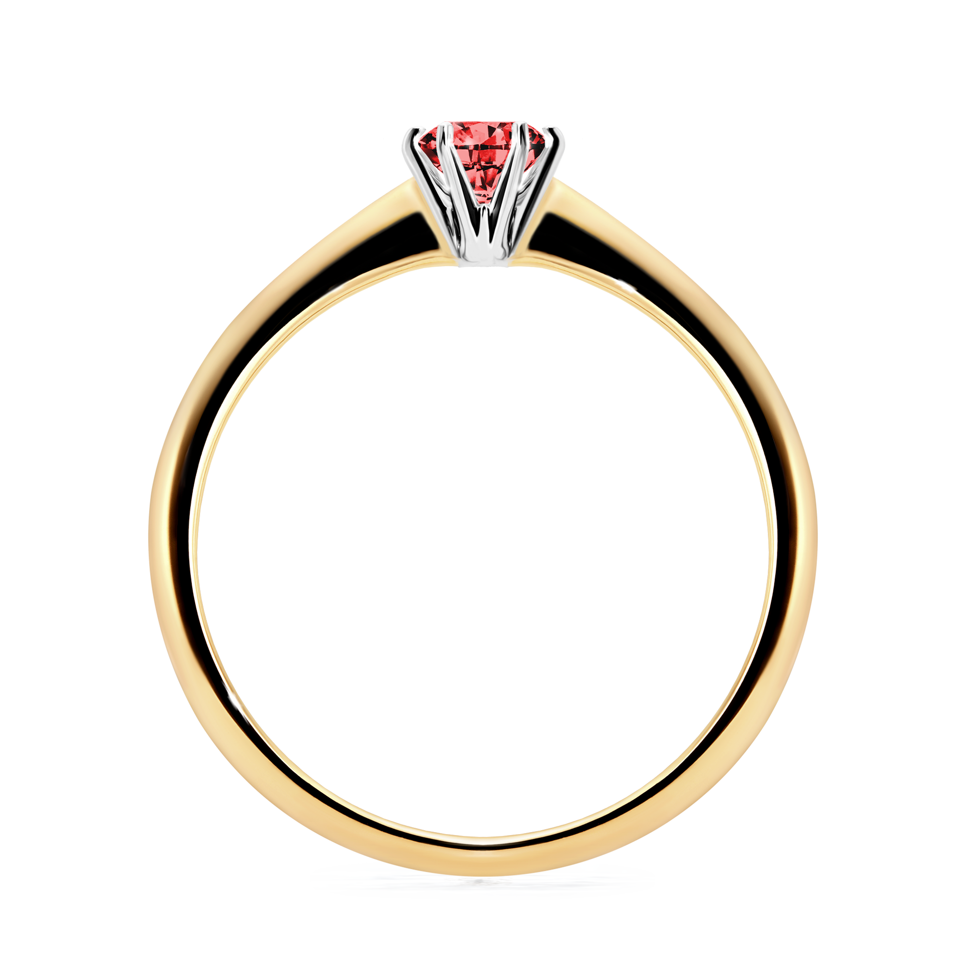 Pierścionek zaręczynowy My Love z żółtego złota z czerwonym diamentem 0,25CT