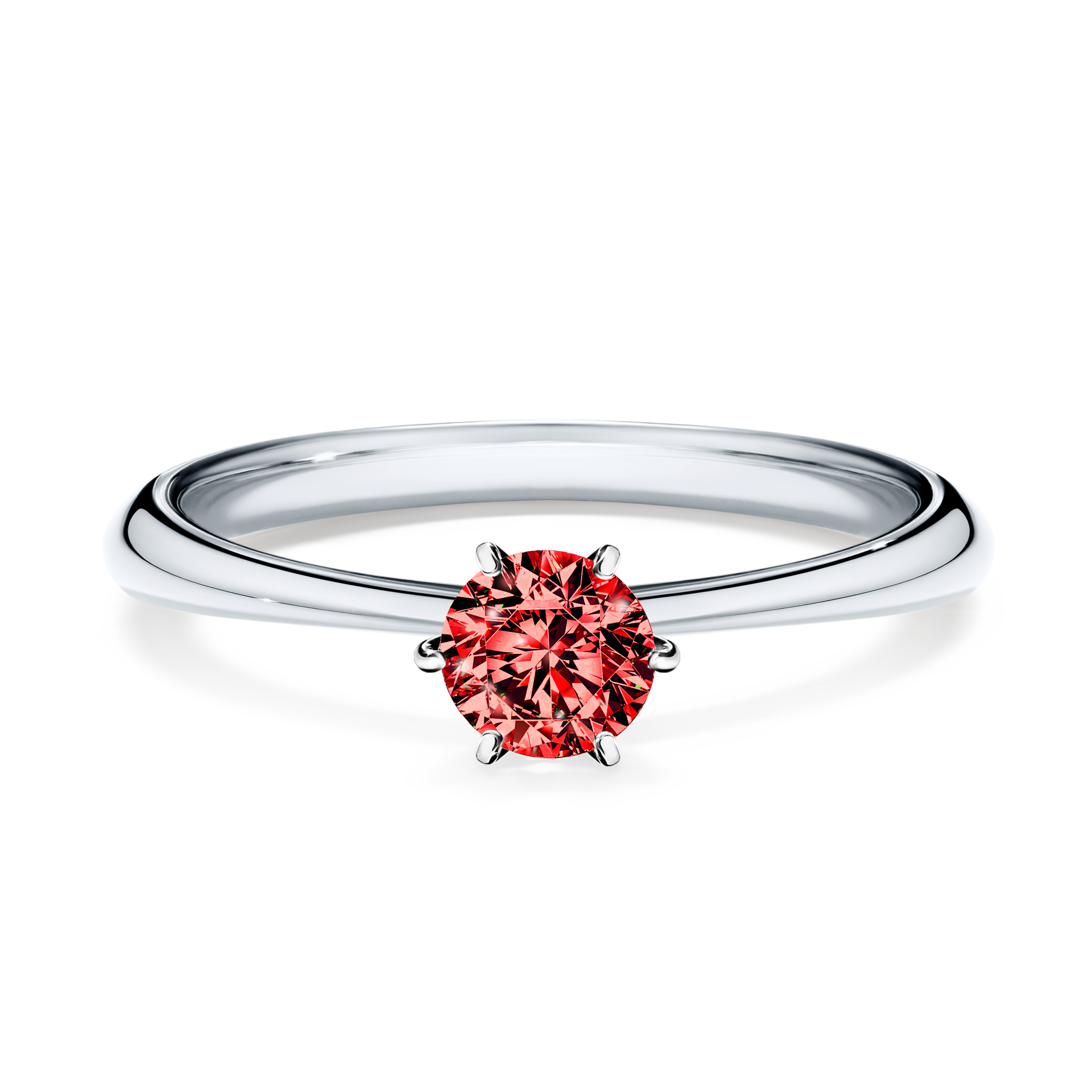Pierścionek zaręczynowy My Love z białego złota z czerwonym diamentem 0,30CT